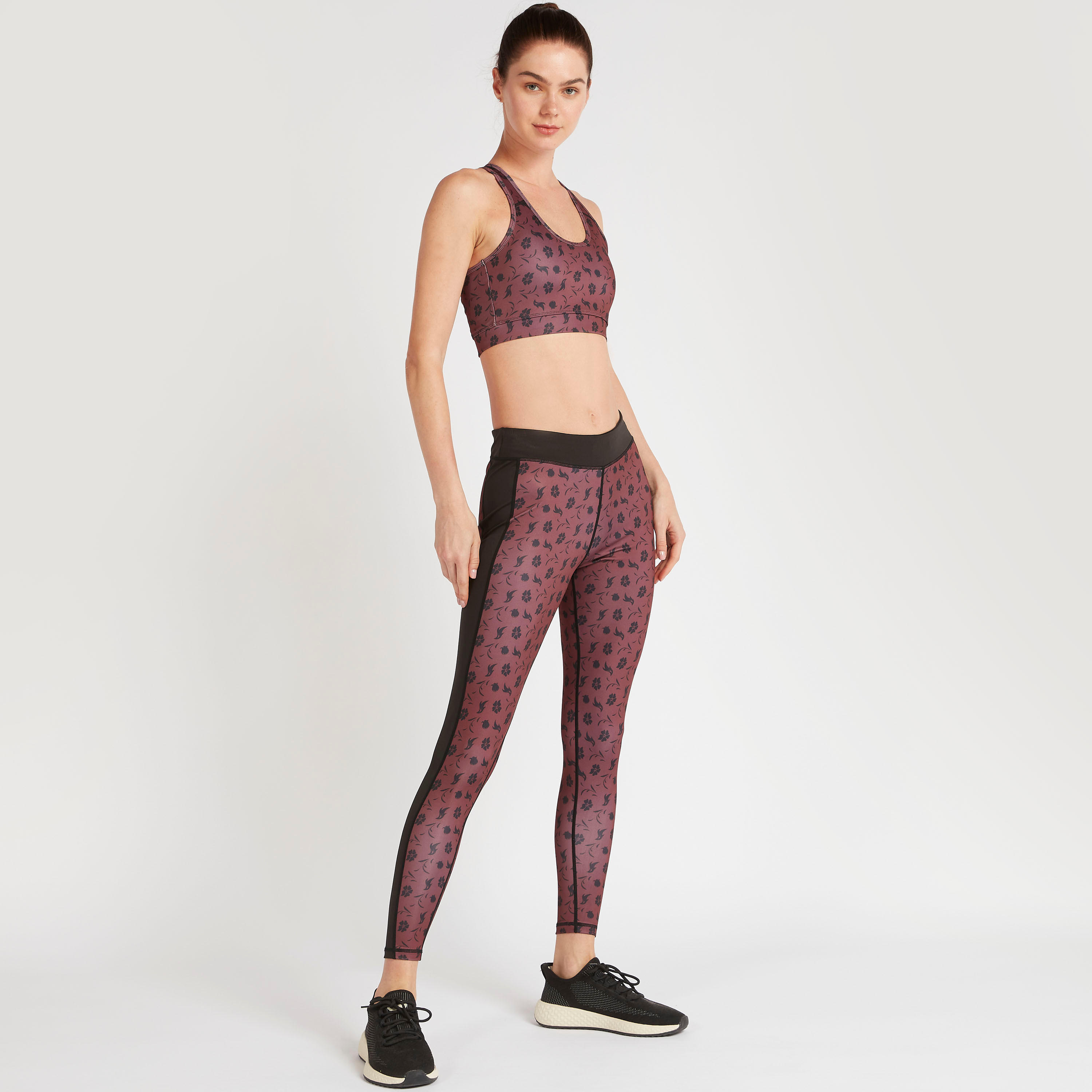 بنطلون ليقنز بطبعات أزهار وألواح جانبيّة متباينة وخصر مطّاطي-women-clothing-bottoms-leggings-image-2