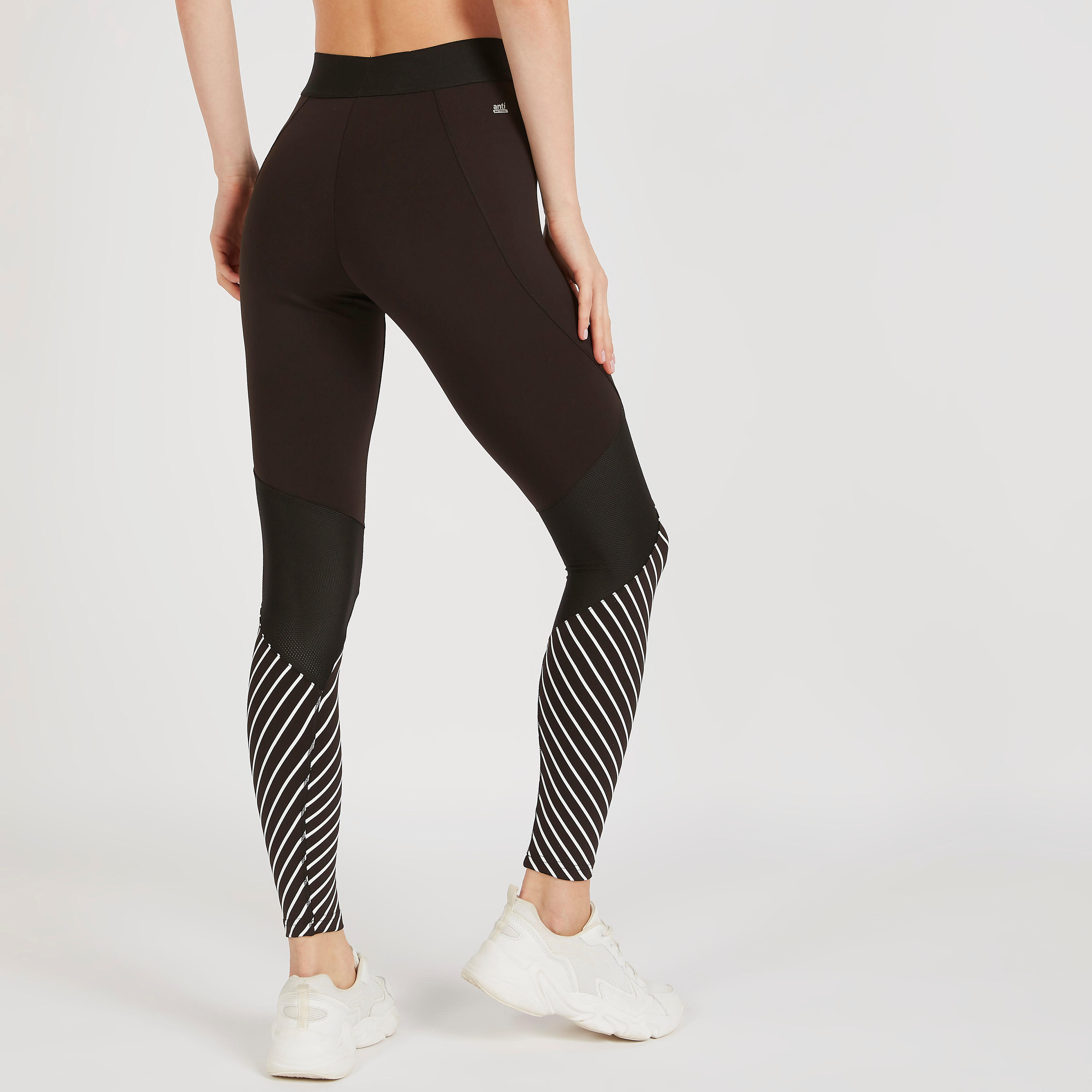 بنطلون ليقنز مقلّم بخصر مطاطي وتصاميم مغايرة-women-clothing-bottoms-leggings-image-4