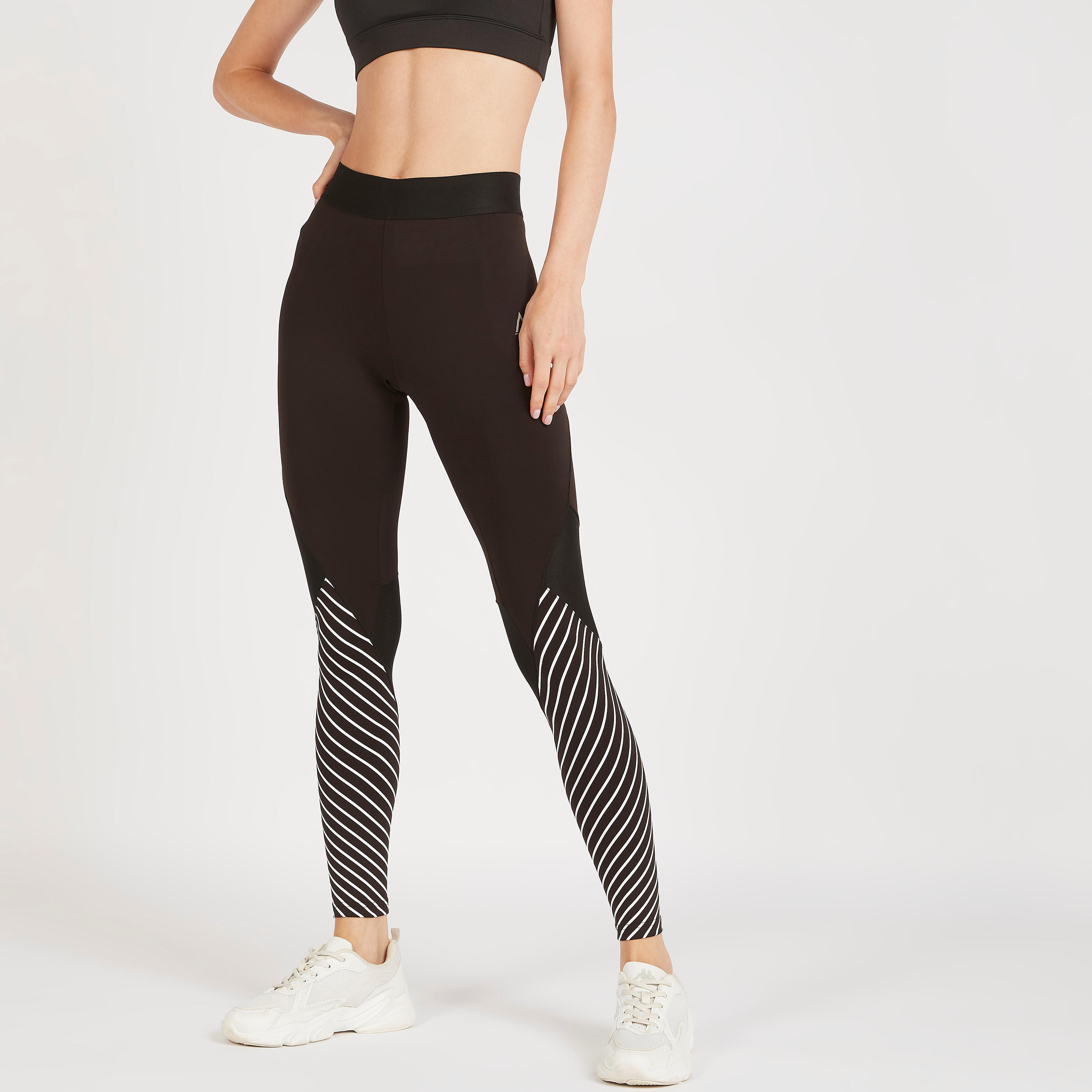 بنطلون ليقنز مقلّم بخصر مطاطي وتصاميم مغايرة-women-clothing-bottoms-leggings-image-7