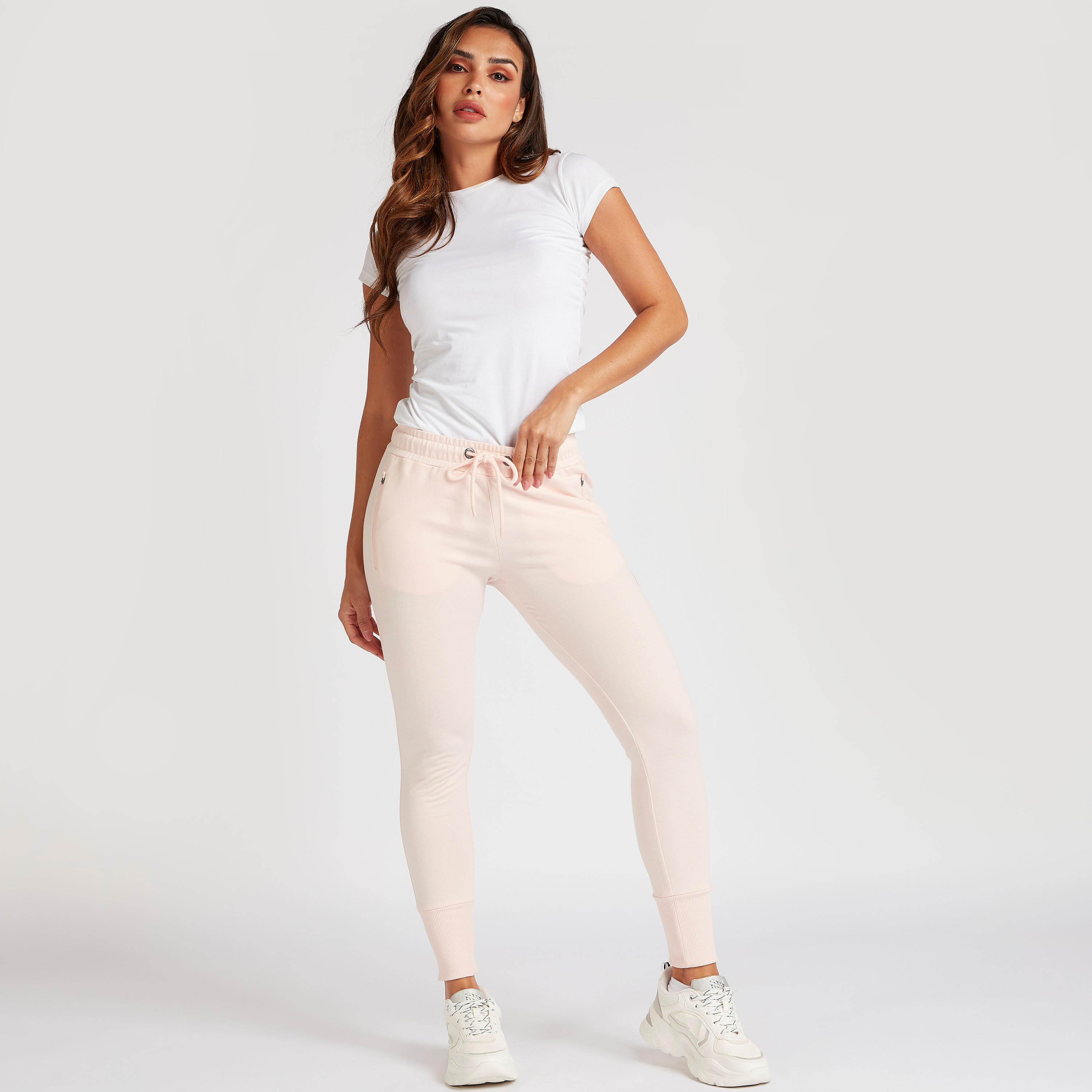 بنطلون رياضي سادة برباط إغلاق وجيوب بسحّاب-women-clothing-sportswearandactivewear-bottoms-image-3