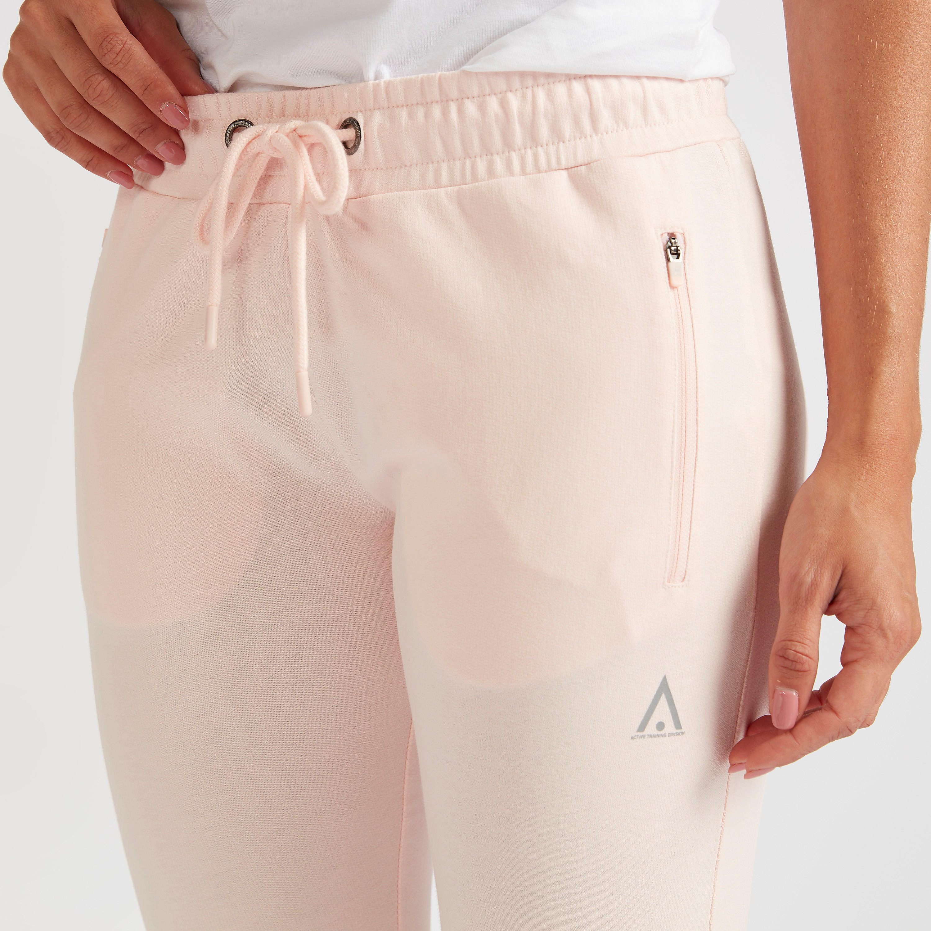 بنطلون رياضي سادة برباط إغلاق وجيوب بسحّاب-women-clothing-sportswearandactivewear-bottoms-image-2