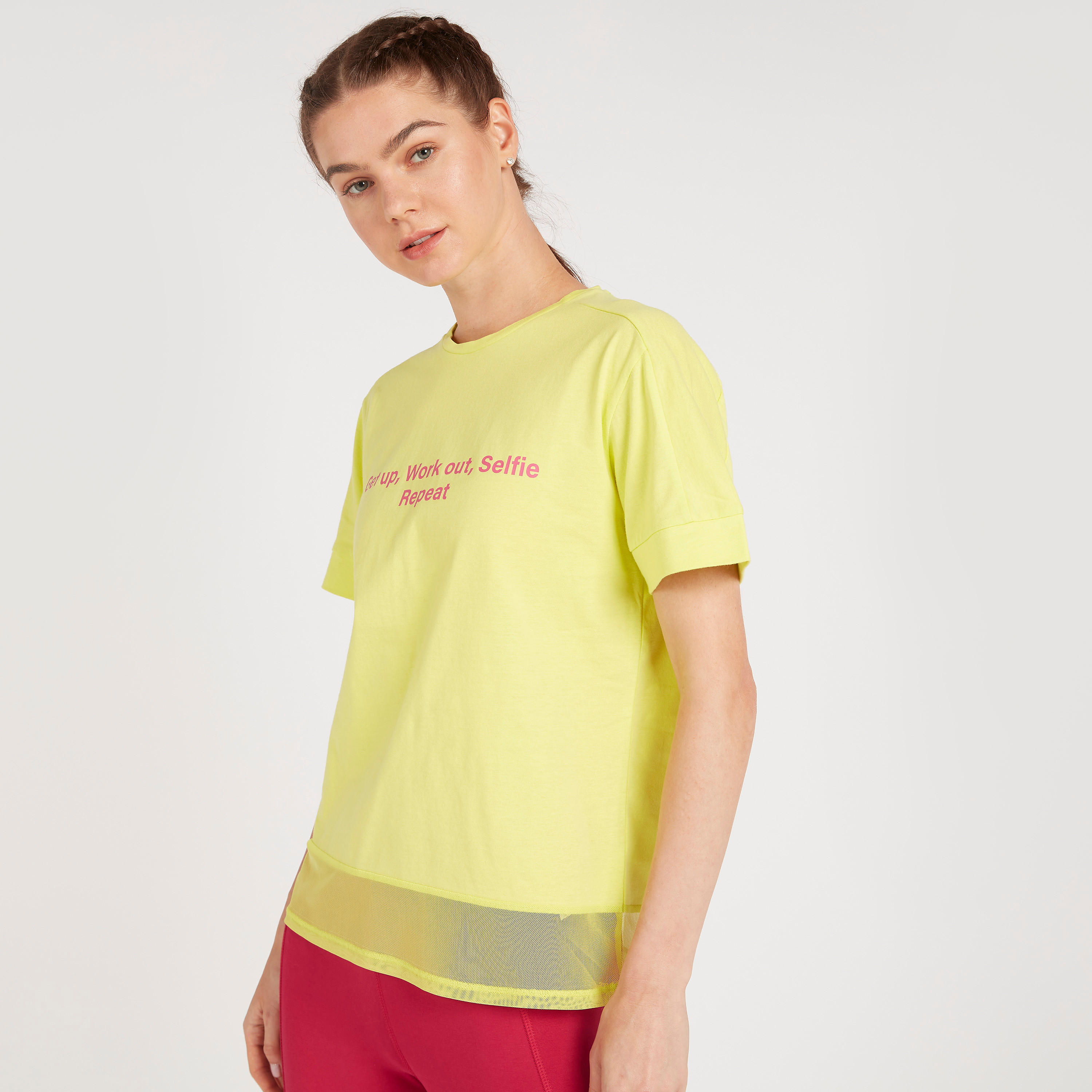تيشيرت بأكمام قصيرة وطبعات ولوح شبكي-women-clothing-tshirts-image-2