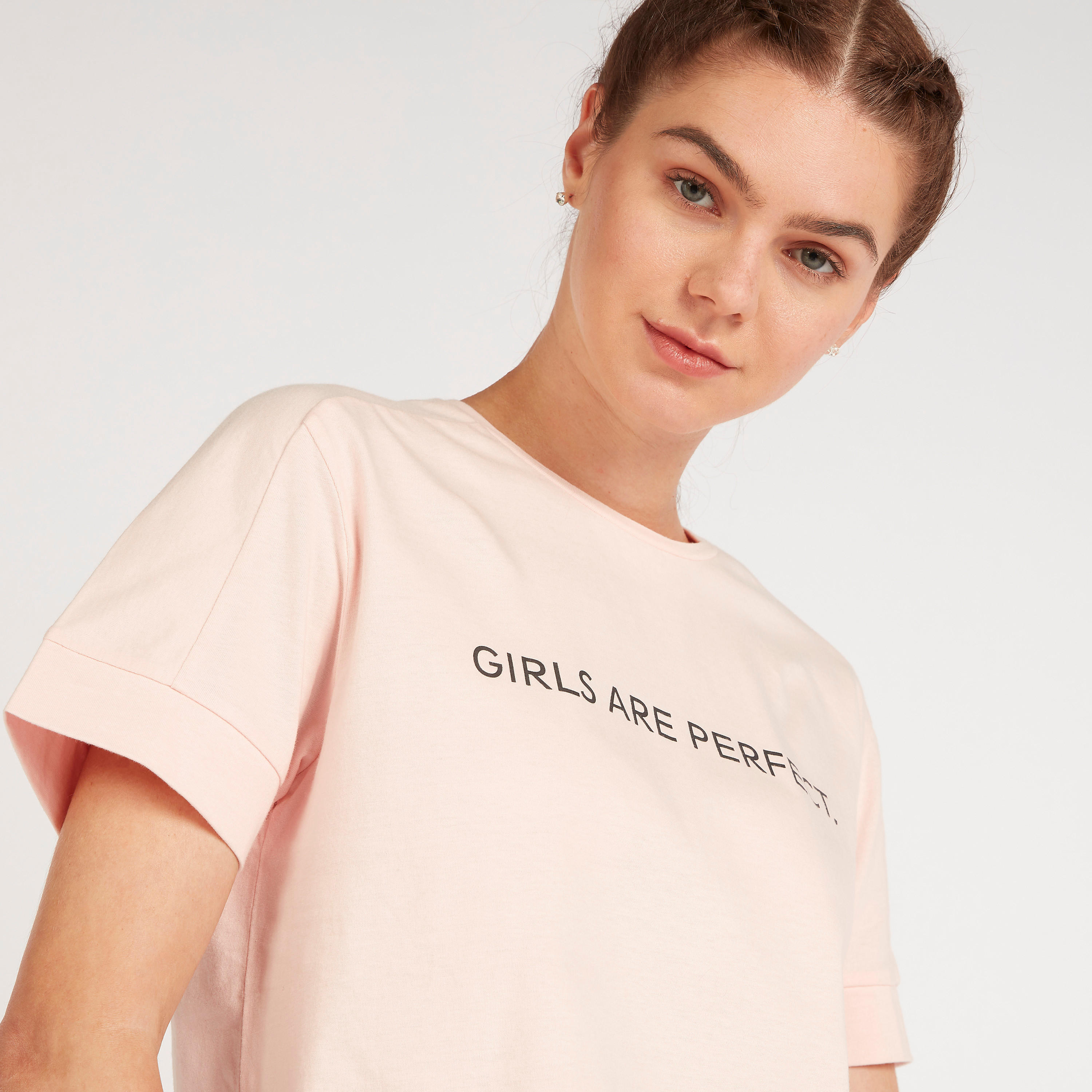 Slogan Print T-shirt with Mesh Panel and Short Sleeves-women-clothing-sportswearandactivewear-tshirtsandvests-image-3