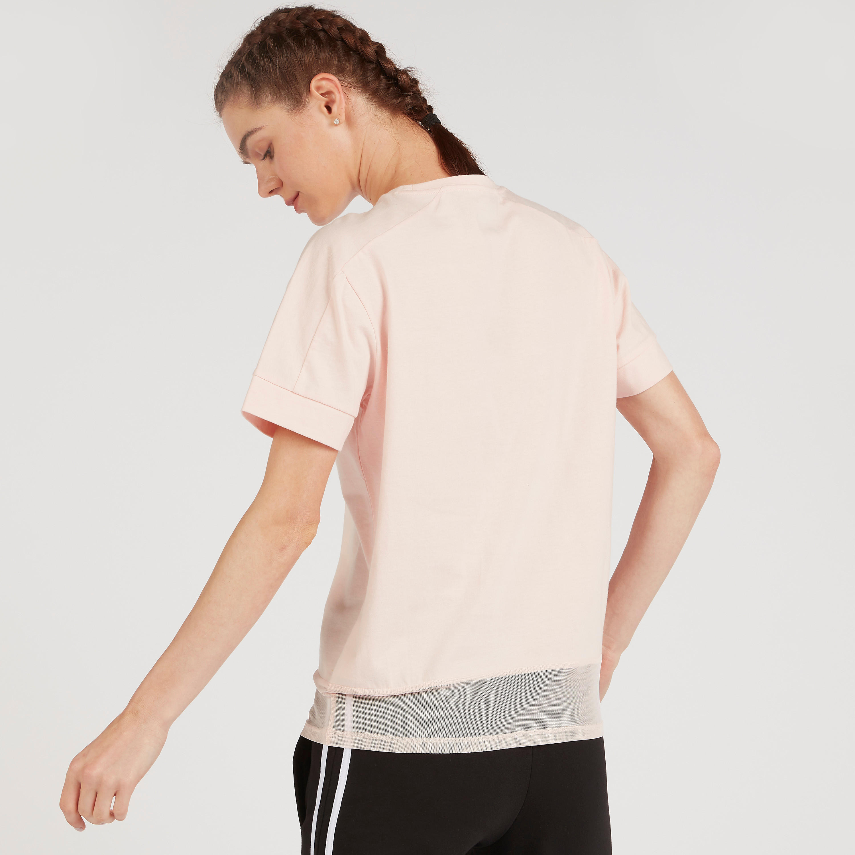 Slogan Print T-shirt with Mesh Panel and Short Sleeves-women-clothing-sportswearandactivewear-tshirtsandvests-image-4