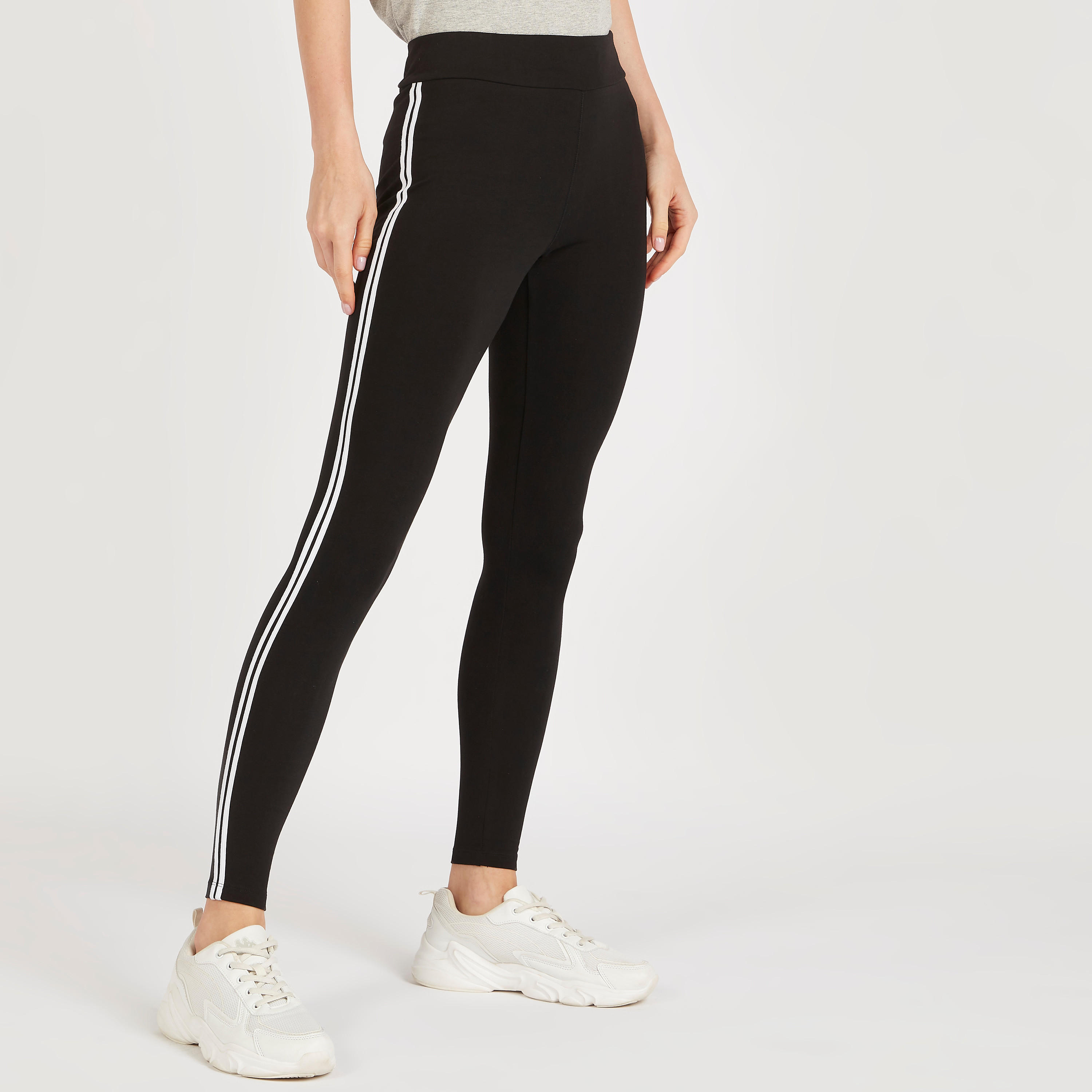 Solid Leggings with Elasticated Waistband-women-clothing-bottoms-leggings-image-1