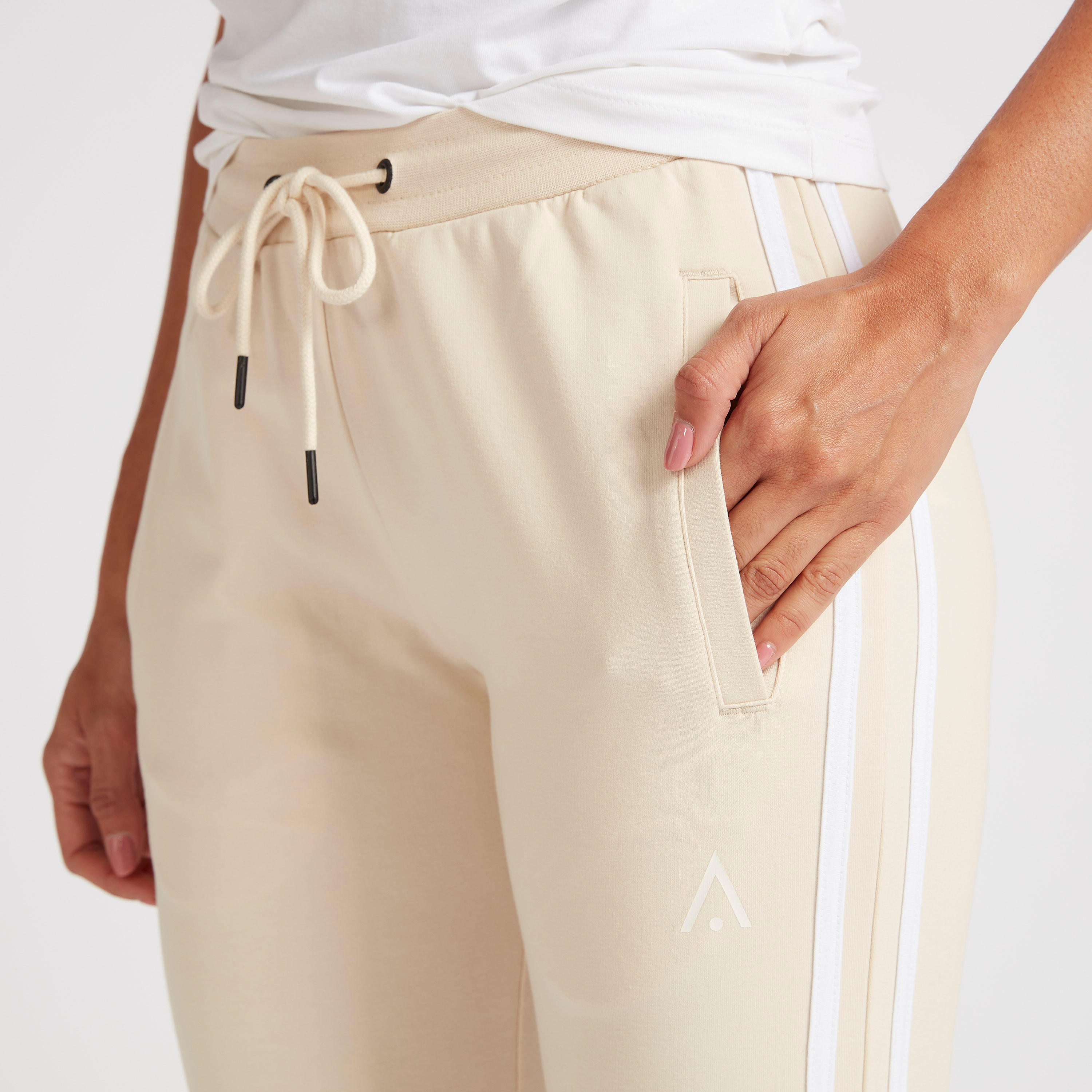 Solid Track Pants with Drawstring Closure and Tape Detail-women-clothing-bottoms-joggers-image-3
