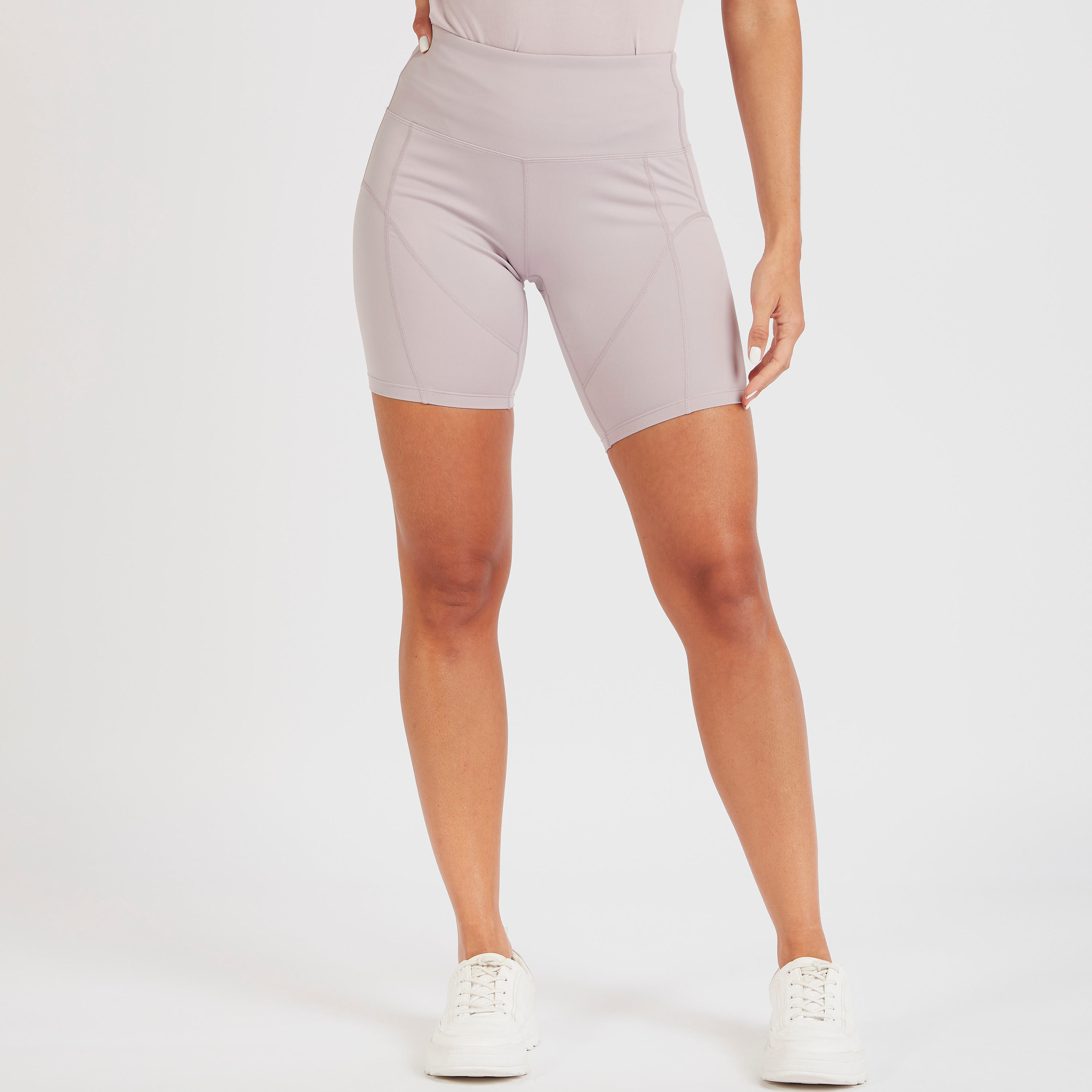 شورت بايكر سادة بحزام خصر مطاطي-women-clothing-sportswearandactivewear-bottoms-image-4