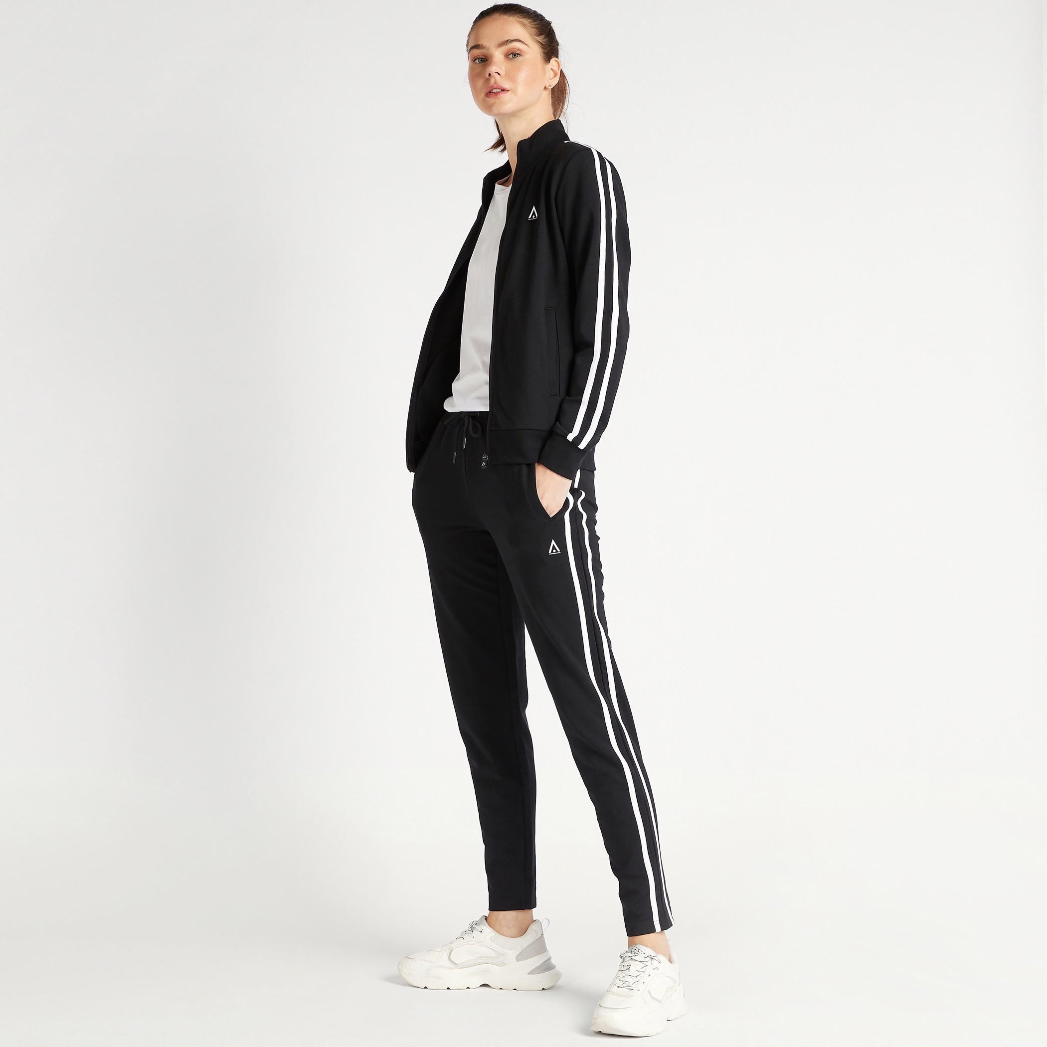 Solid Full-Length Track Pants with Side Tape Detail and Pockets-women-clothing-sportswearandactivewear-bottoms-image-2