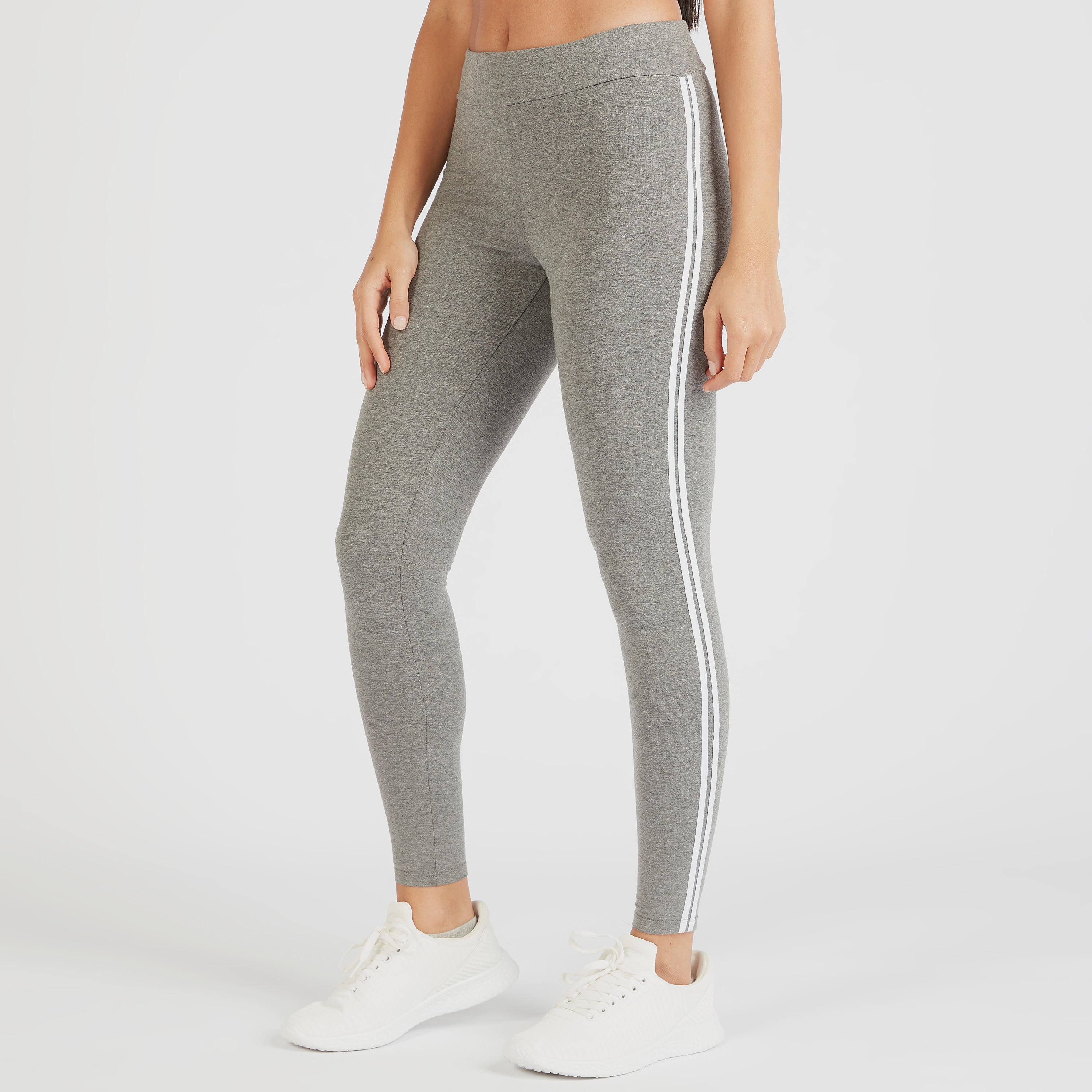 بنطلون ليقنز سادة بتفاصيل شريطة جانبية-women-clothing-bottoms-leggings-image-4