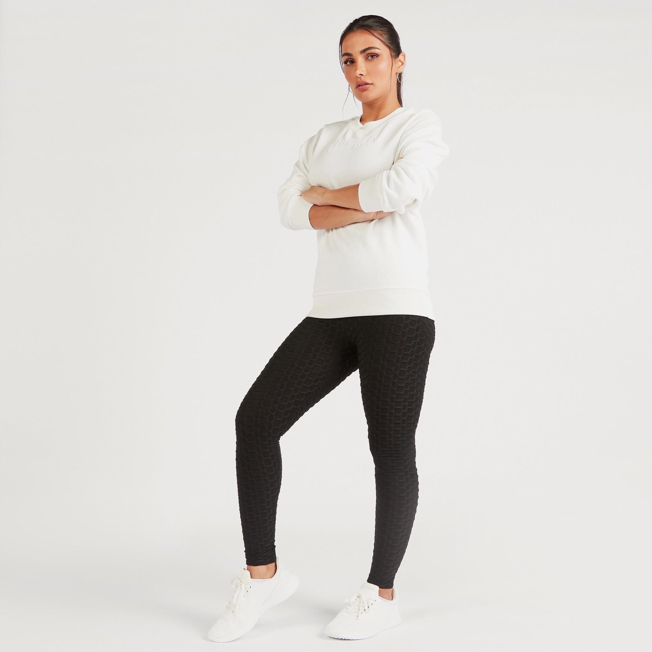 Text Embroidered Round Neck Sweatshirt with Long Sleeves-women-clothing-sportswearandactivewear-hoodiesandsweatshirts-image-2