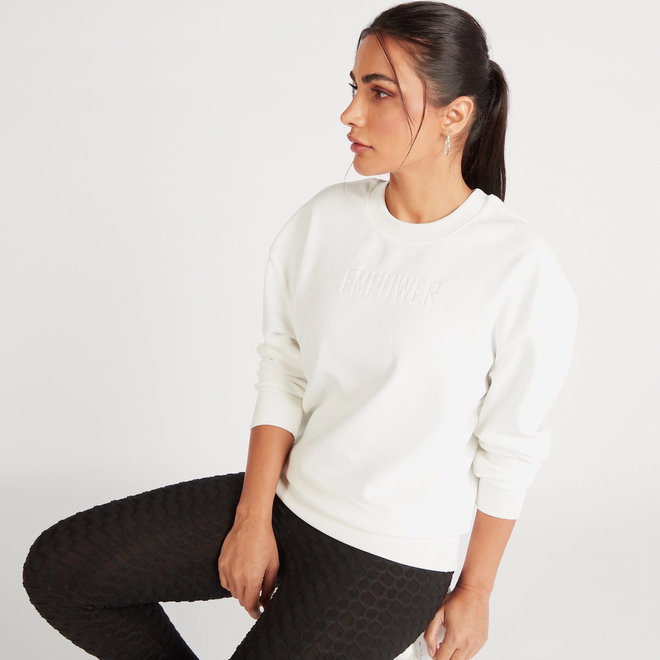 Text Embroidered Round Neck Sweatshirt with Long Sleeves-women-clothing-sportswearandactivewear-hoodiesandsweatshirts-image-5