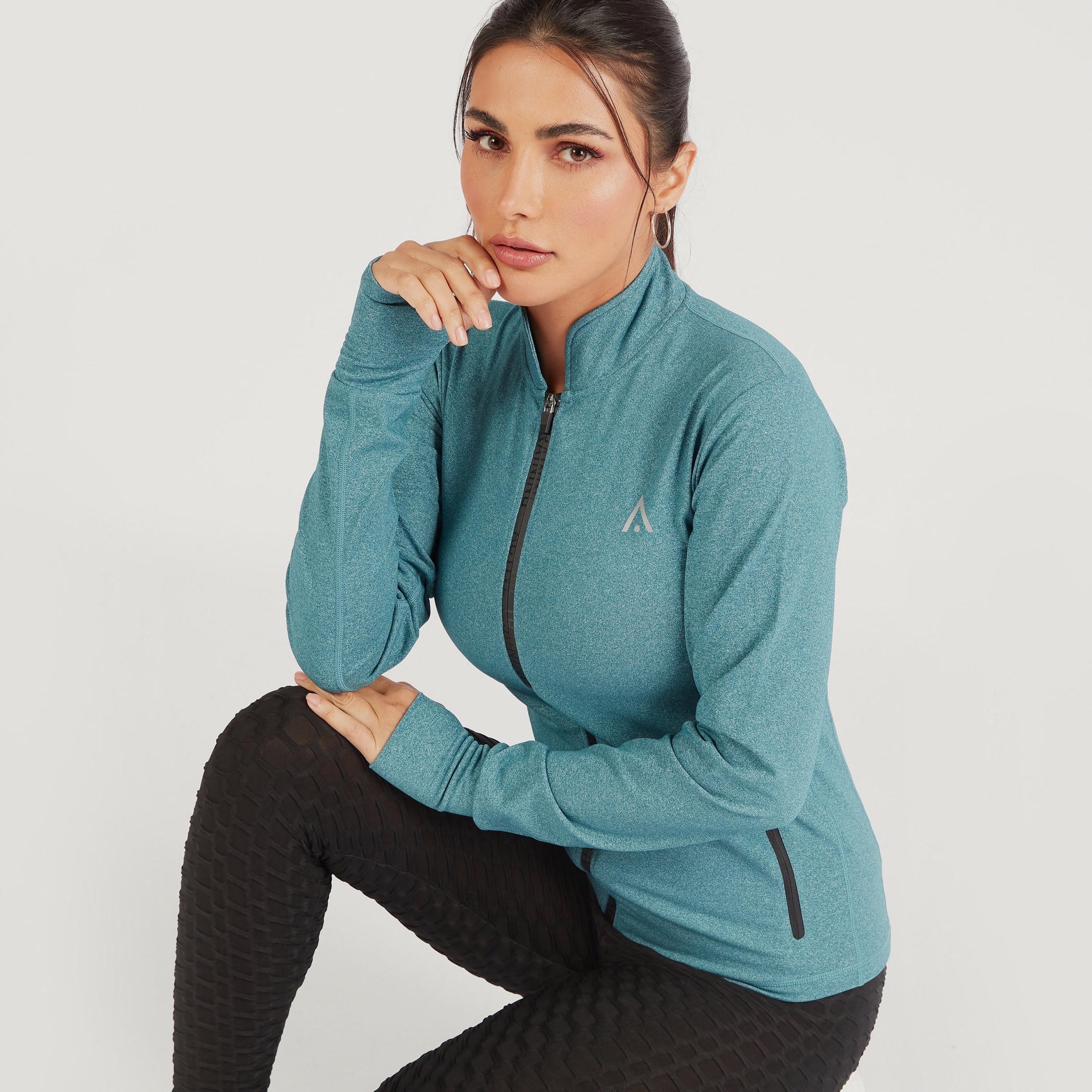 Solid High Neck Jacket with Zip Closure and Pockets-women-clothing-sportswearandactivewear-coatsandjackets-jackets-image-1