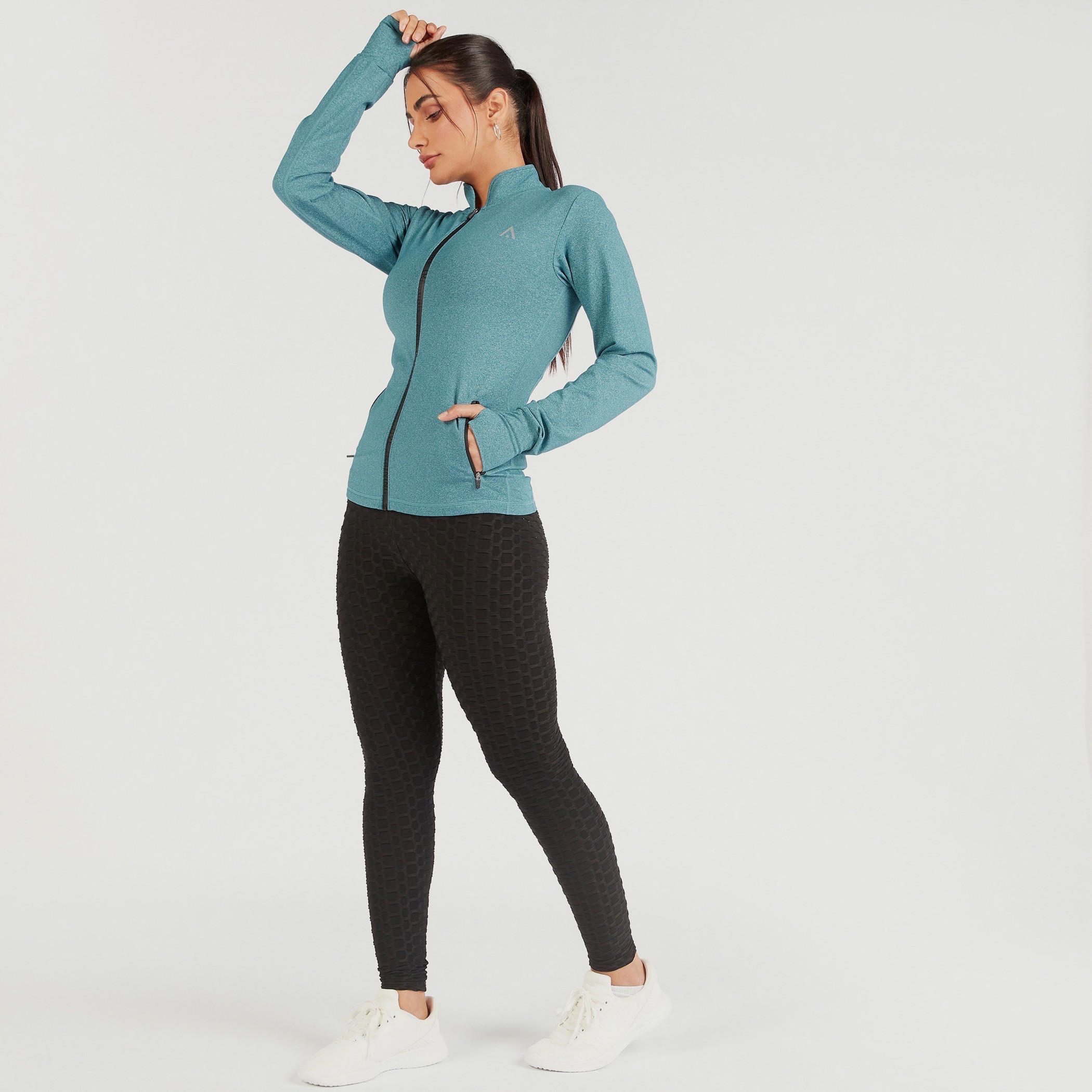 Solid High Neck Jacket with Zip Closure and Pockets-women-clothing-sportswearandactivewear-coatsandjackets-jackets-image-2