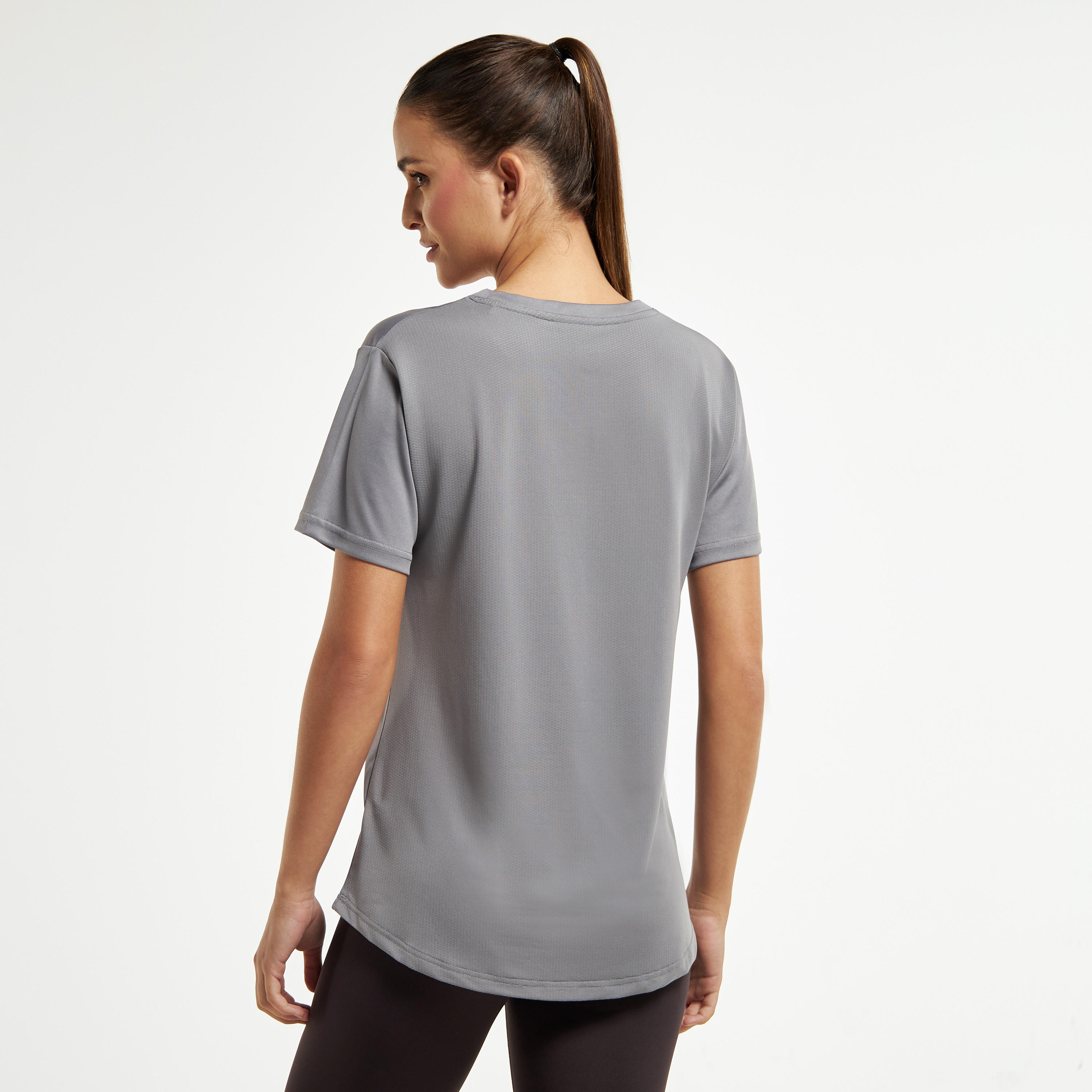 Solid T-shirt with Crew Neck and Short Sleeves-sports-women-clothing-tshirtsandvests-image-3