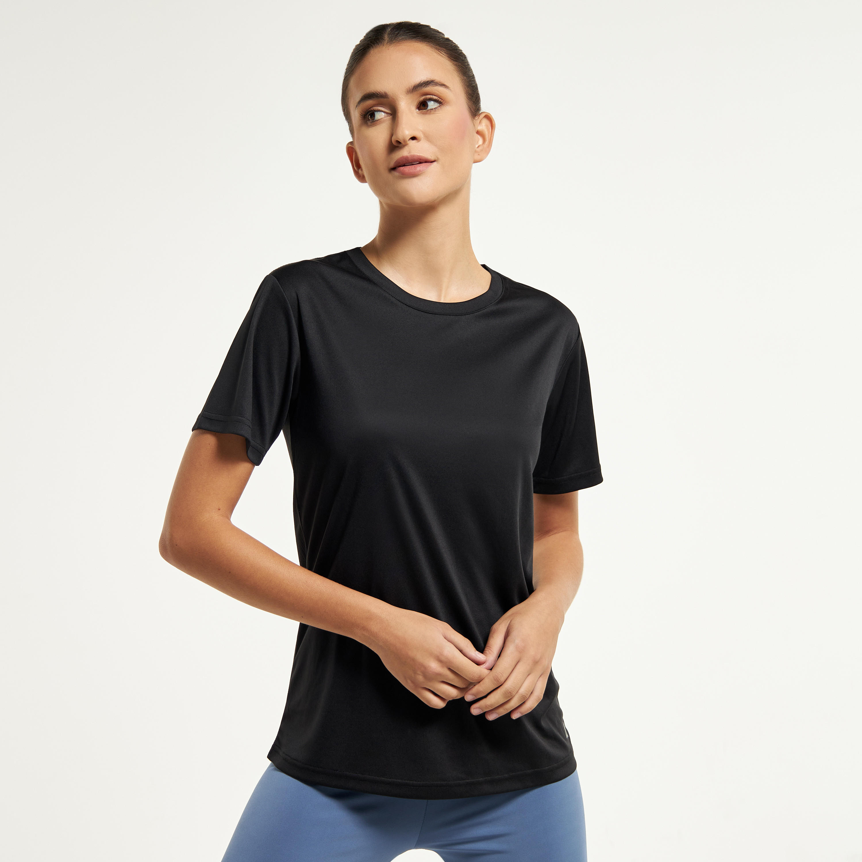 Solid T-shirt with Crew Neck and Short Sleeves-sports-women-clothing-tshirtsandvests-image-5