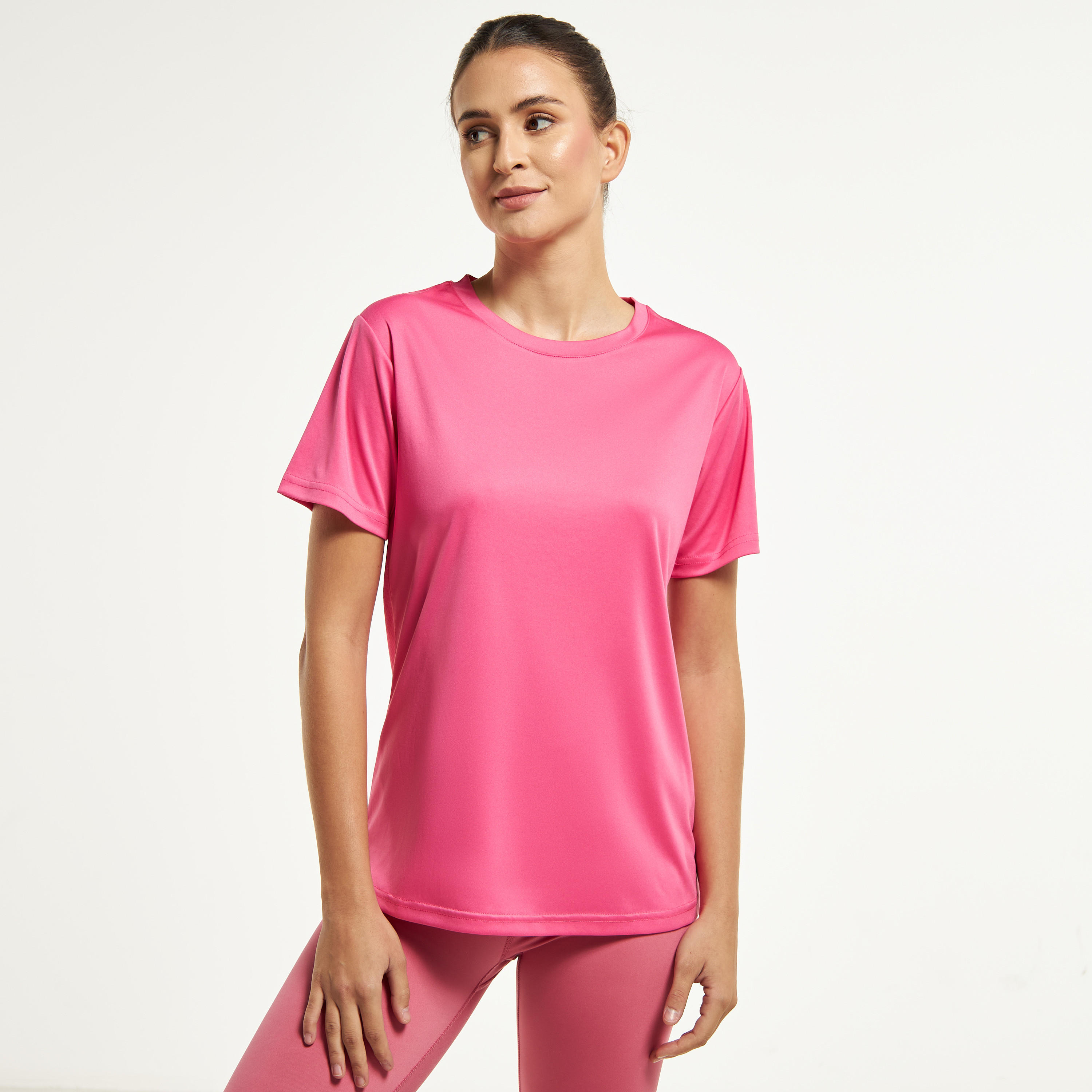 Solid T-shirt with Crew Neck and Short Sleeves-sports-women-clothing-tshirtsandvests-image-9