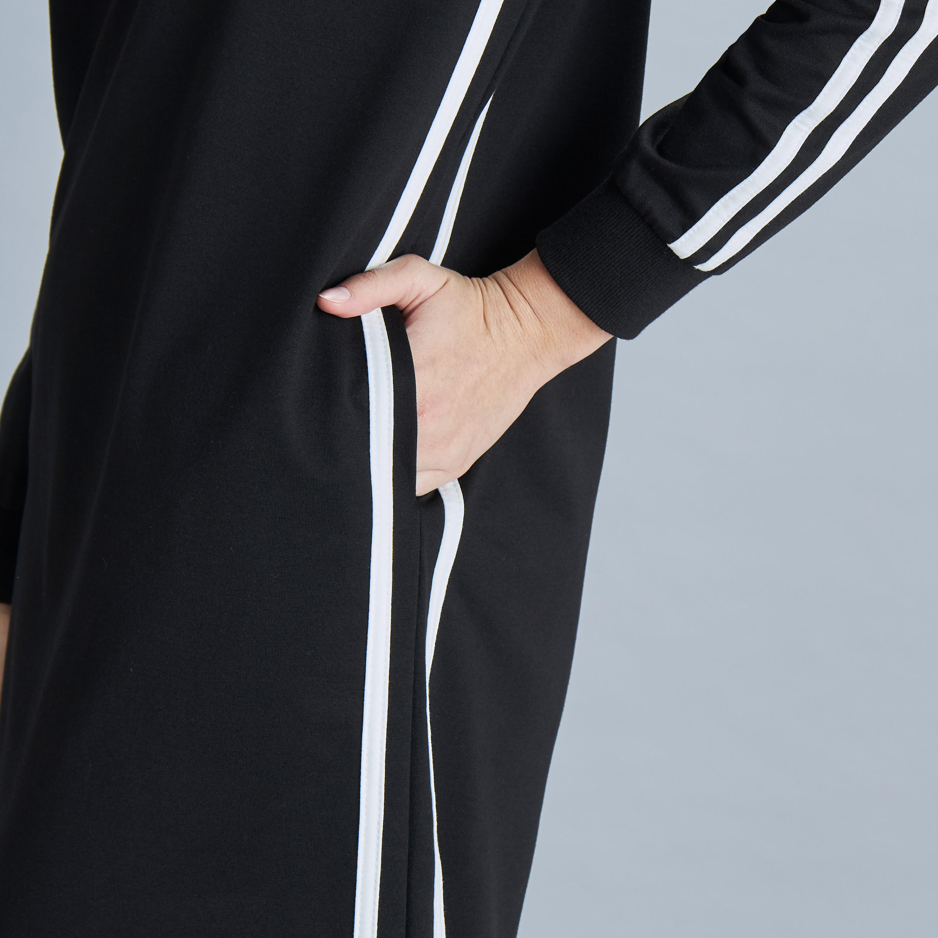 فستان ميدي مخطط بأكمام طويلة وقبعة وجيوب-women-clothing-dresses-image-4