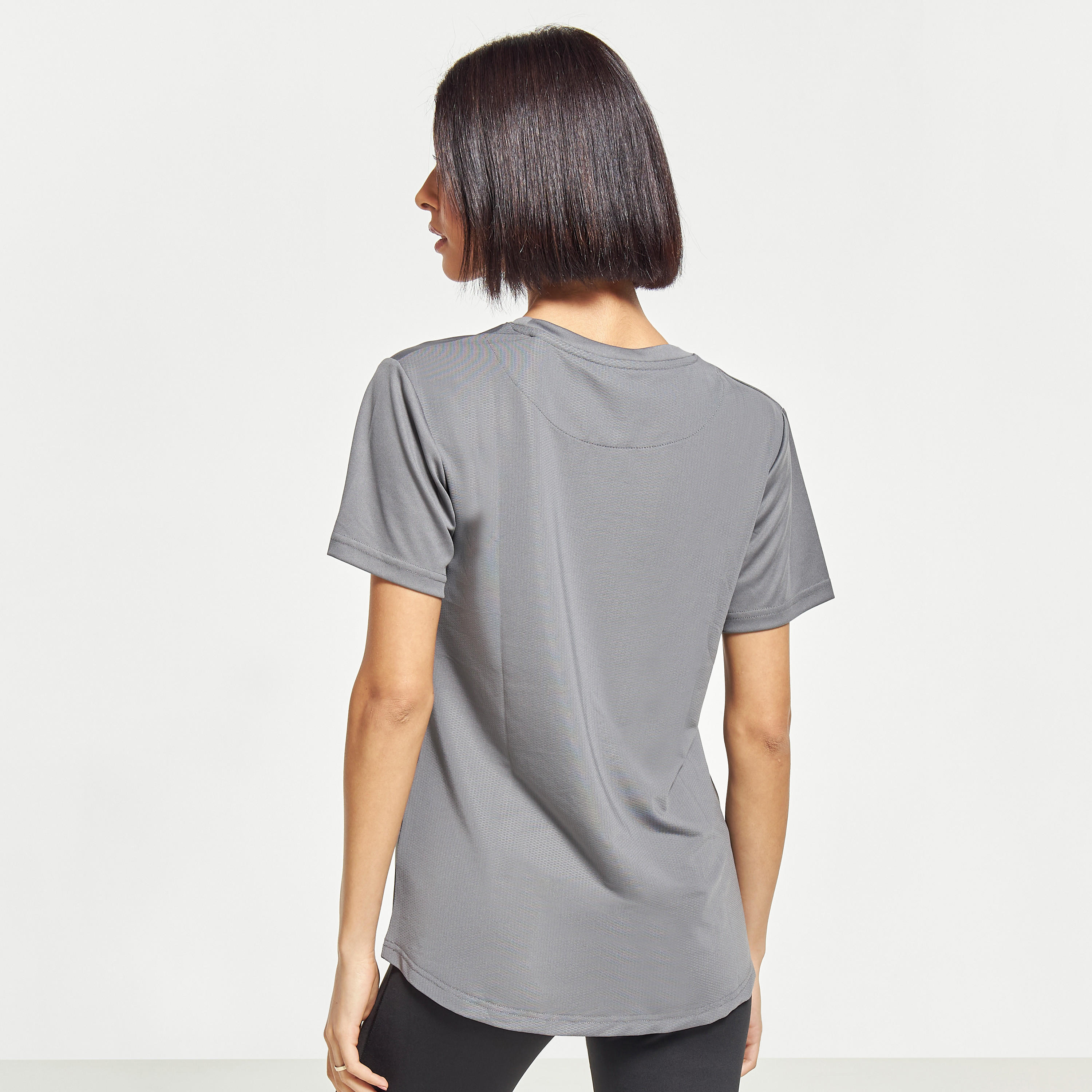 Solid T-shirt with Round Neck and Short Sleeves-women-clothing-sportswearandactivewear-tshirtsandvests-image-3