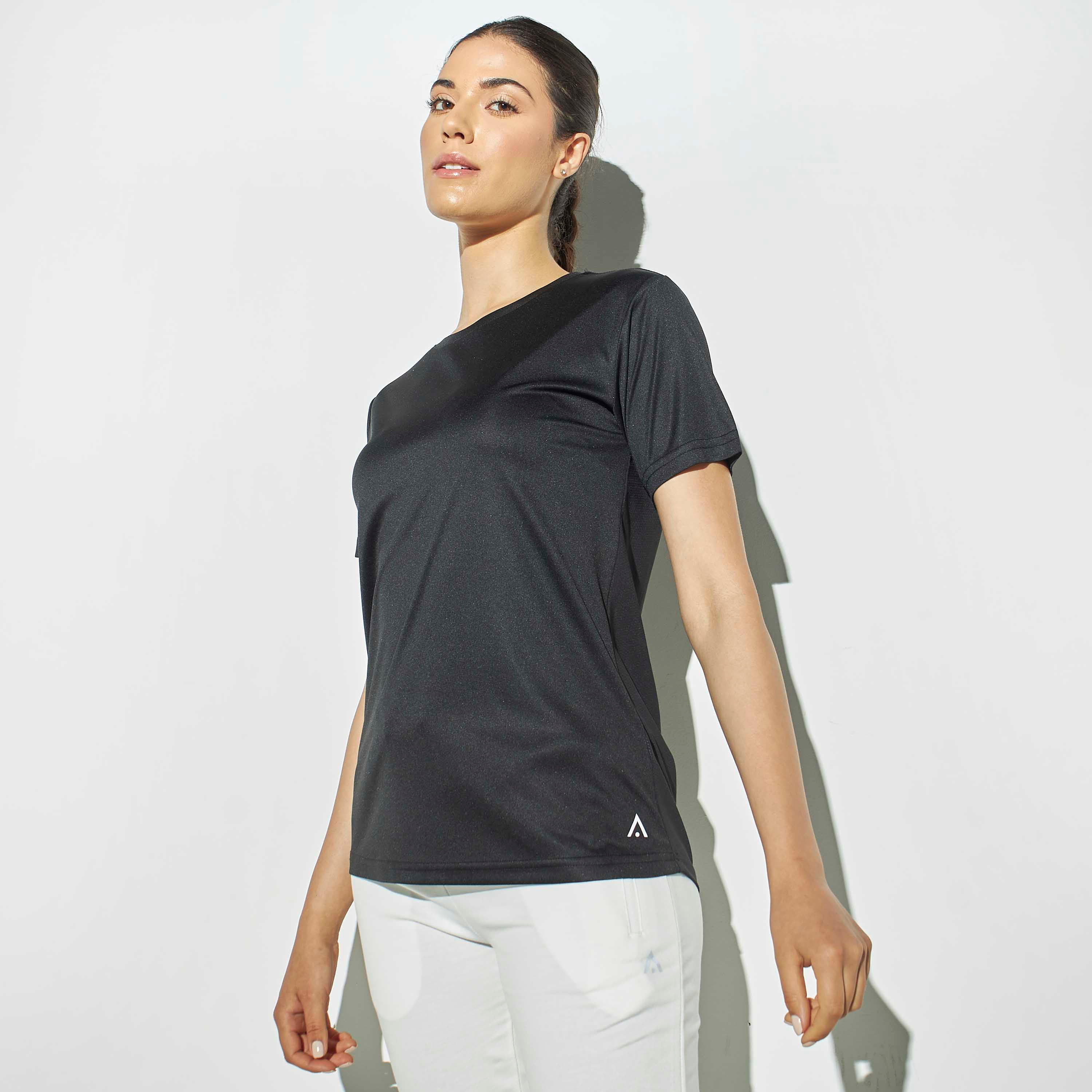 تيشيرت بارز الملمس بياقة ضيقة وأكمام قصيرة-women-clothing-tshirts-image-1