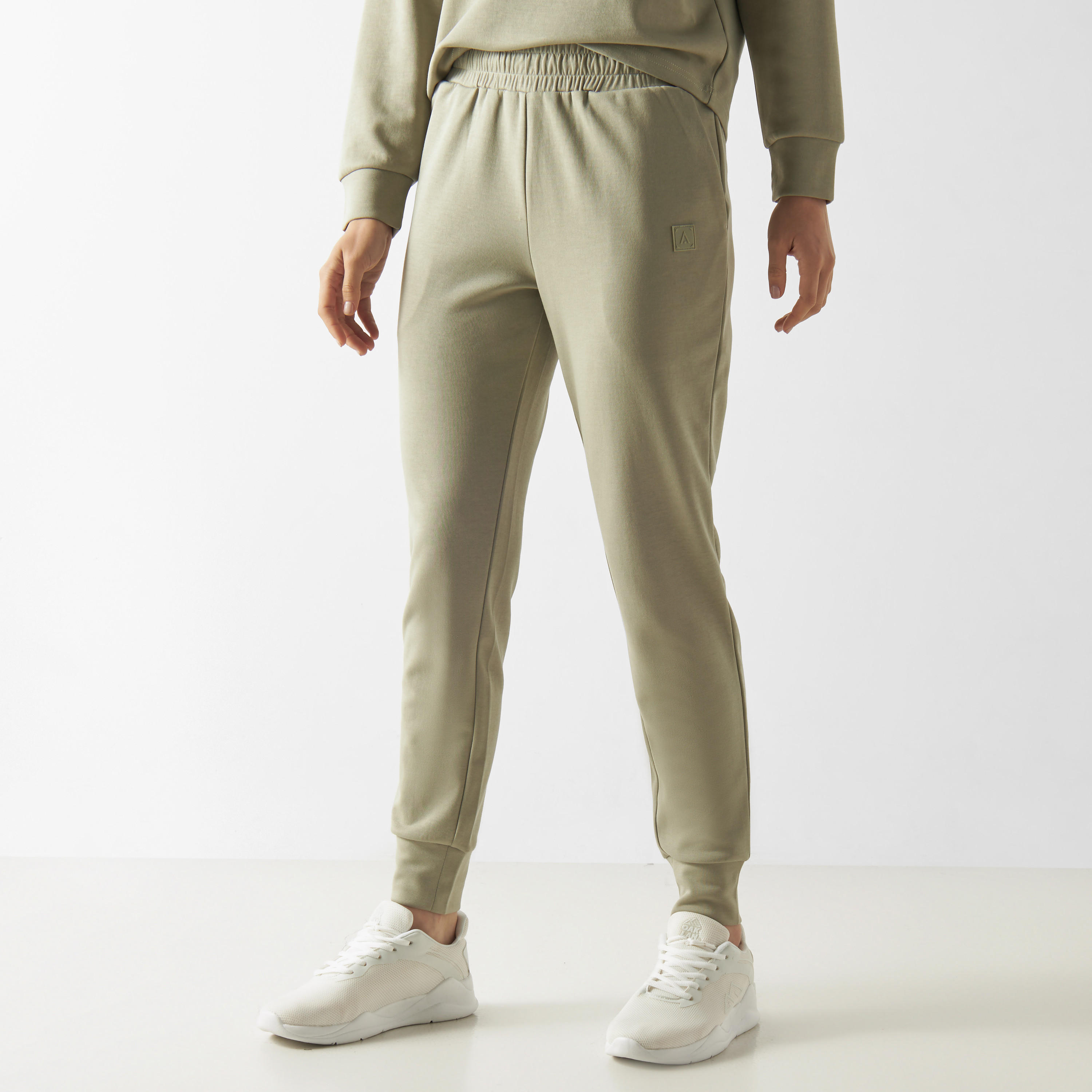 بنطلون رياضي سادة بجيوب وخصر مطاطي-women-clothing-bottoms-joggers-image-5