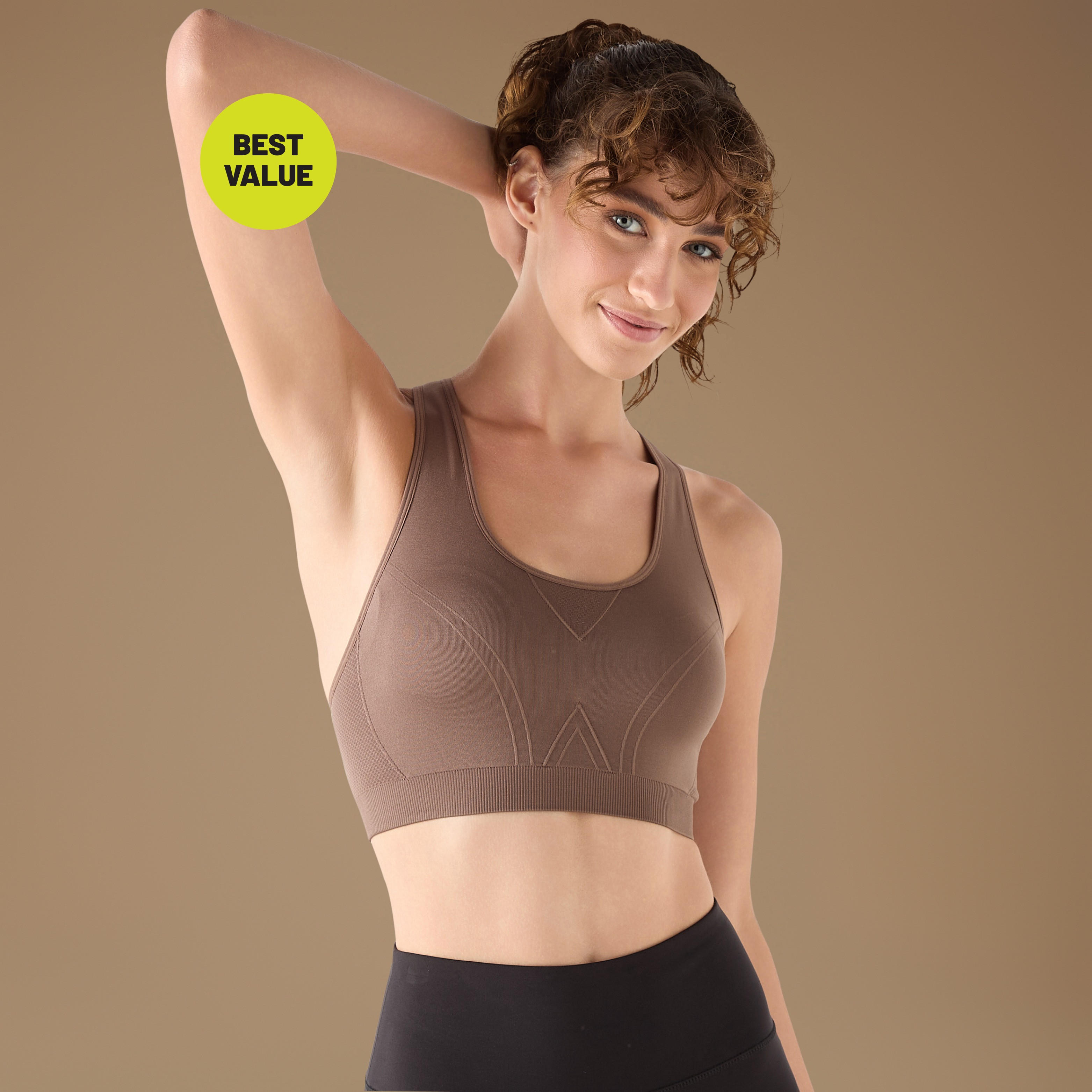 صدريّة رياضيّة بارزة الملمس بياقة عميقة وتصميم متقاطع من الخلف-women-clothing-lingerie-bras-image-9