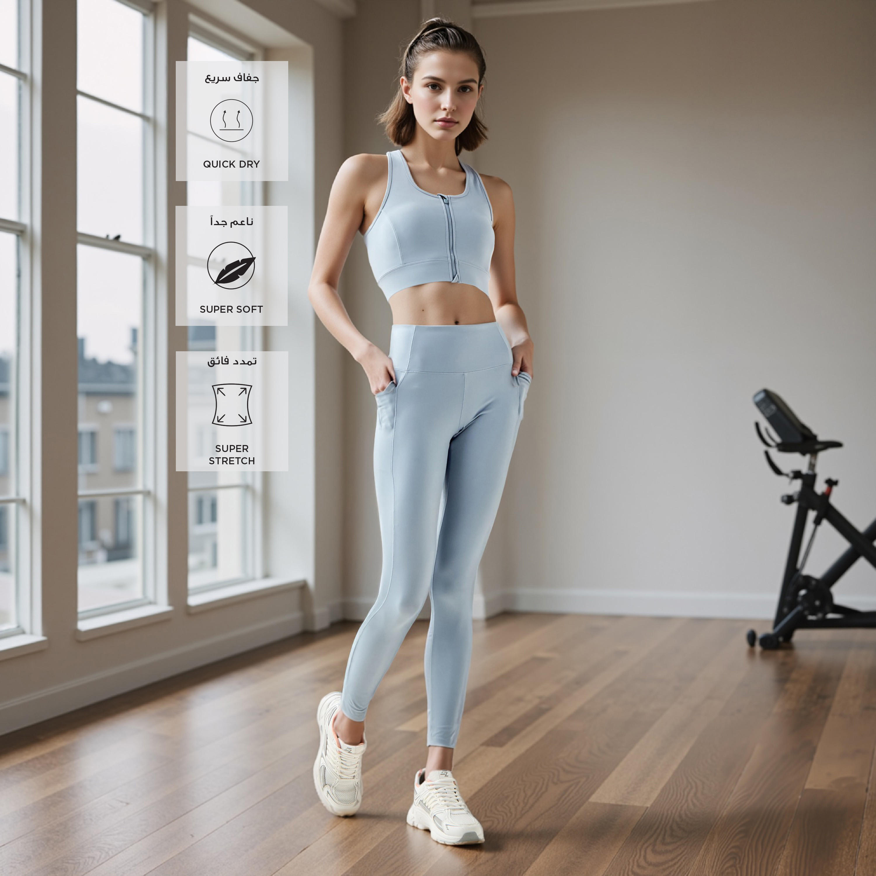 Skinny Fit Flexi Waist Leggings with Pockets-sports-women-clothing-activewearleggings-image-2