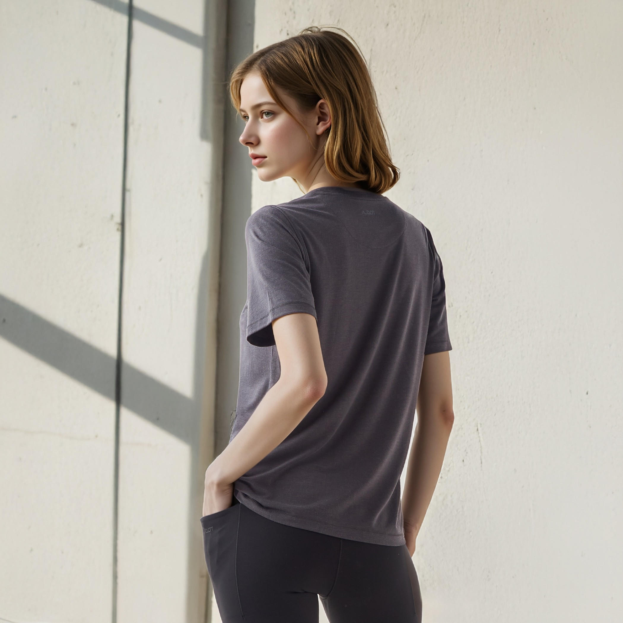 Seamless Crew Neck T-shirt with Short Sleeves-women-clothing-tshirts-image-3