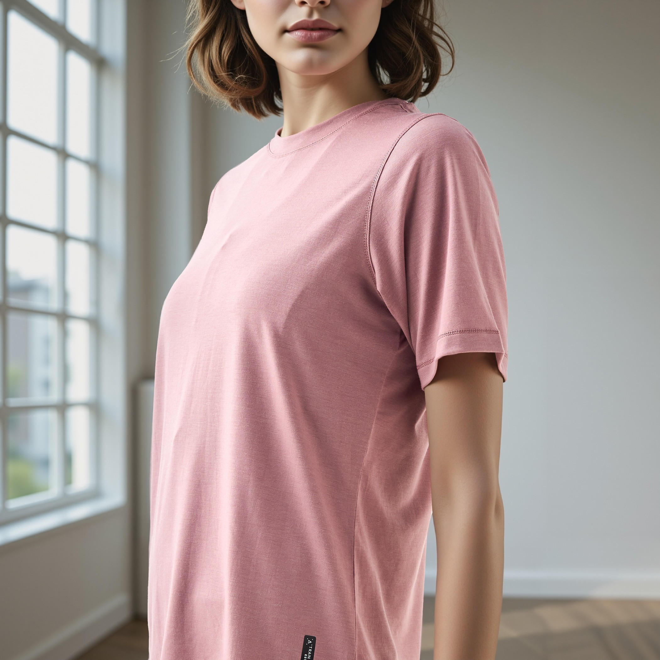 Seamless Crew Neck T-shirt with Short Sleeves-women-clothing-tshirts-image-4