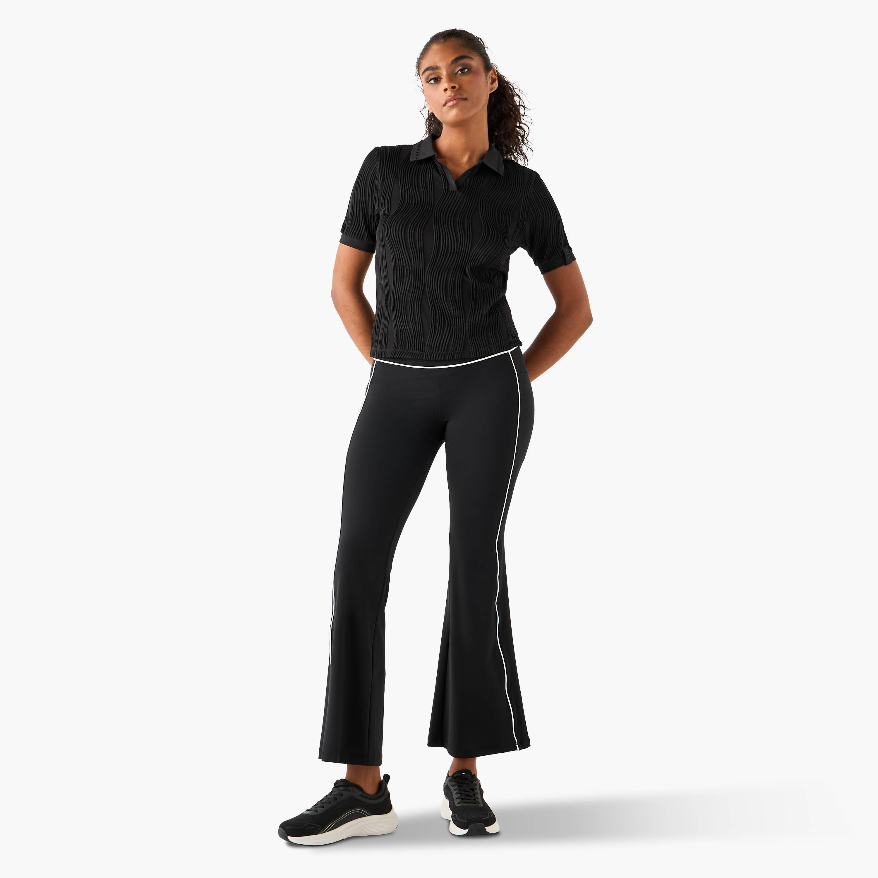 Jacquard Textured Polo T-shirt-women-clothing-tshirts-image-2