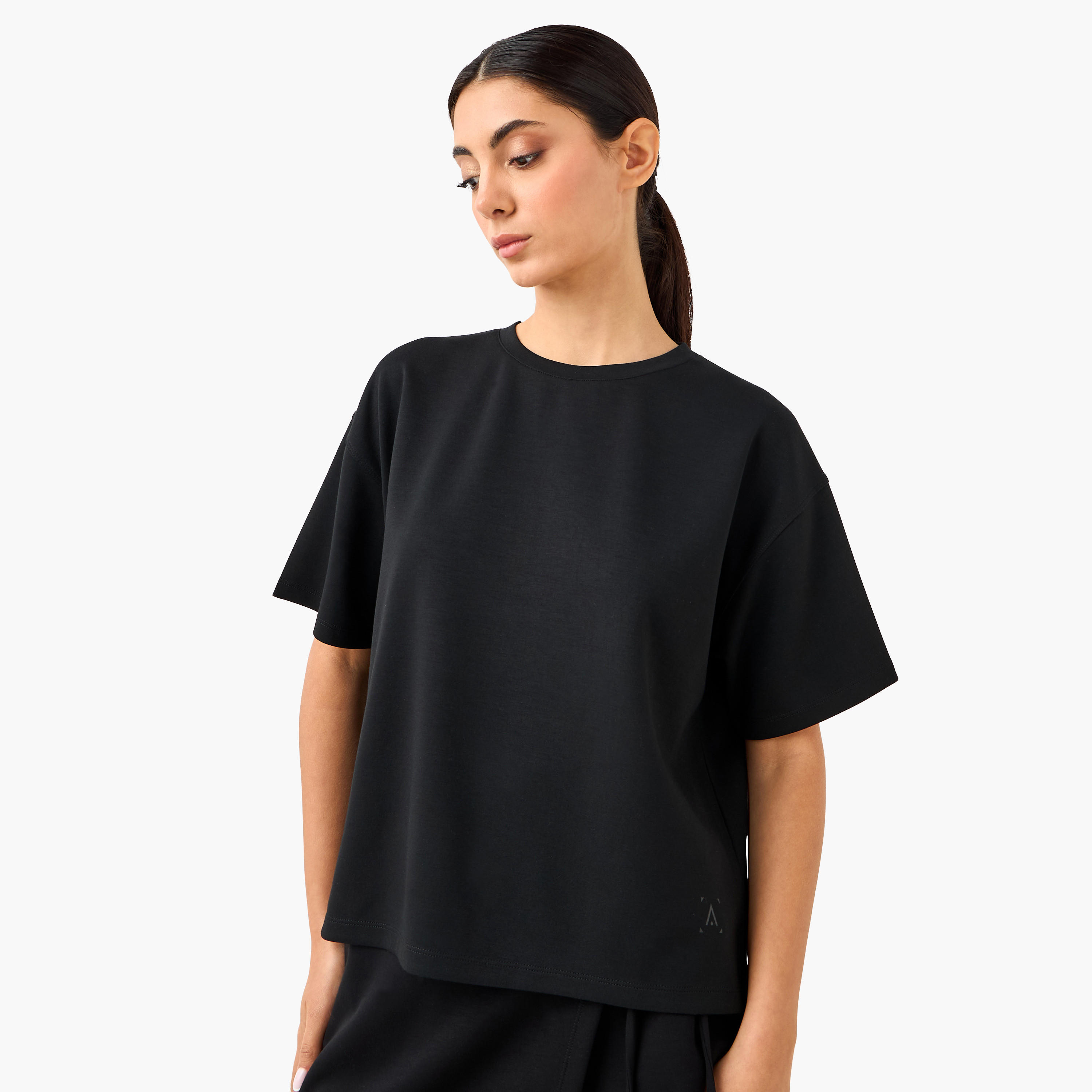Oversized T-shirt with Side Slit-women-clothing-tshirts-image-1