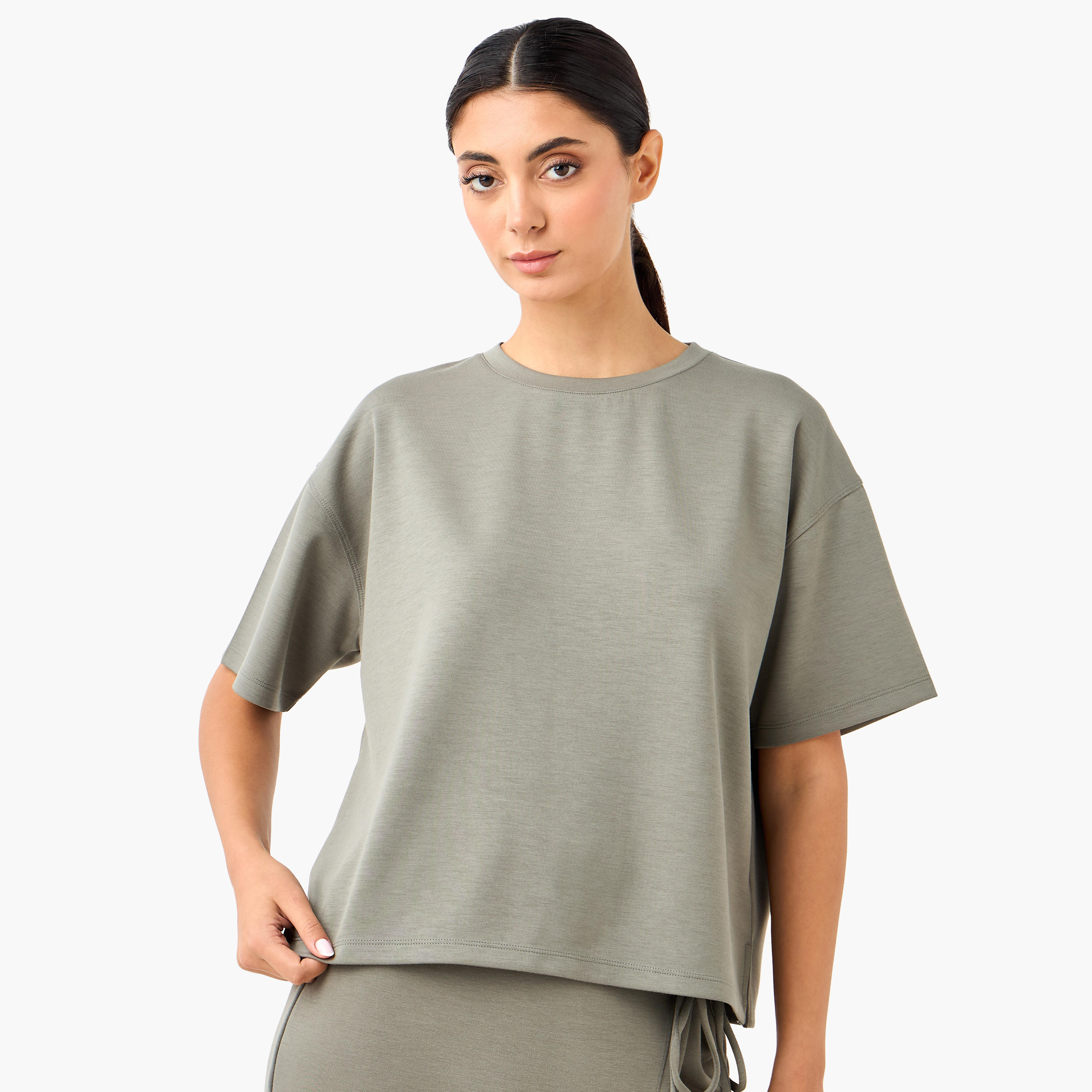 Oversized T-shirt with Side Slit-women-clothing-tshirts-image-1