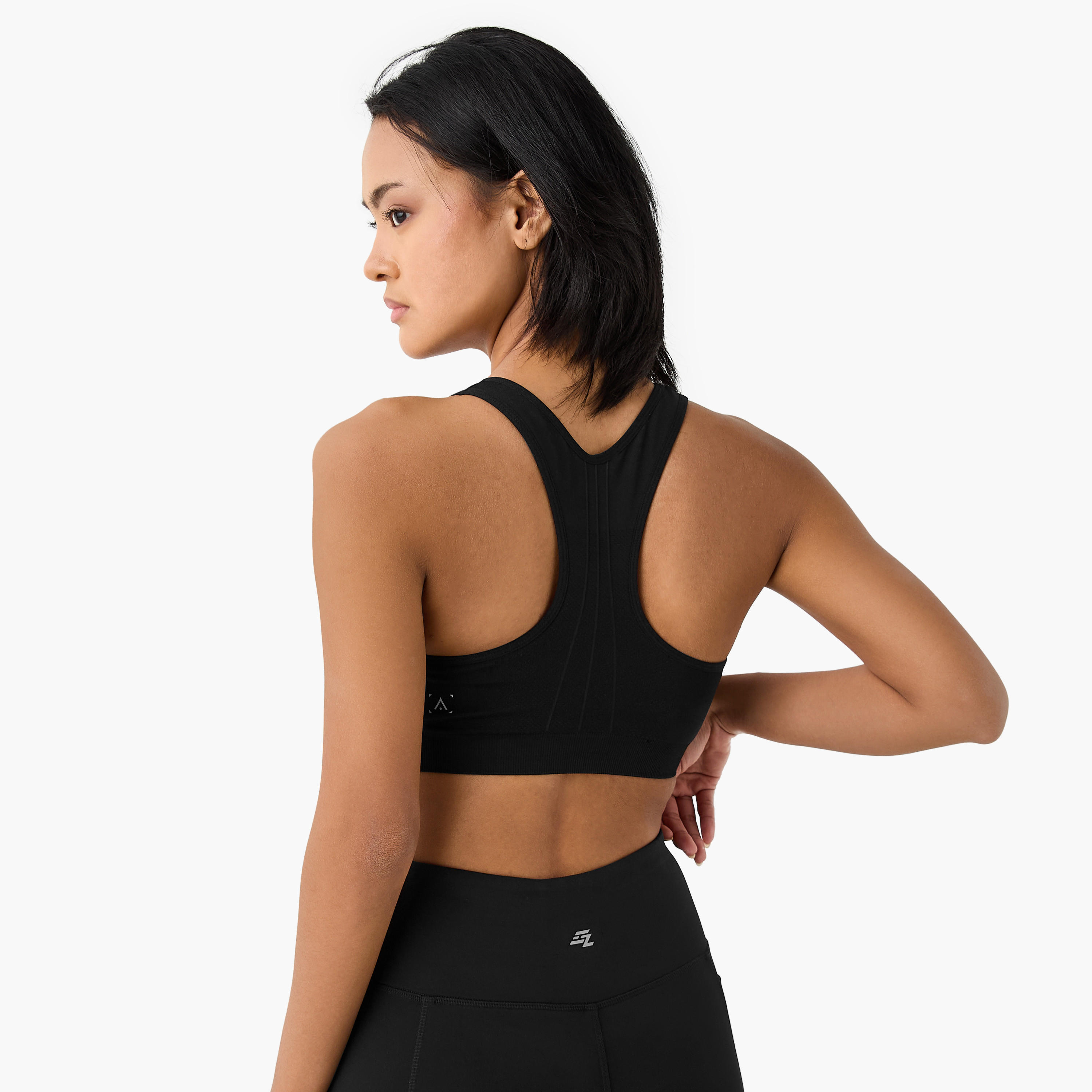 Textured Scoop Neck Sports Bra with Removable Pads and Racerback-women-clothing-lingerie-bras-image-3
