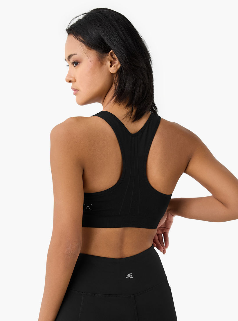 Textured Scoop Neck Sports Bra with Removable Pads and Racerback-women-clothing-lingerie-bras-image-3