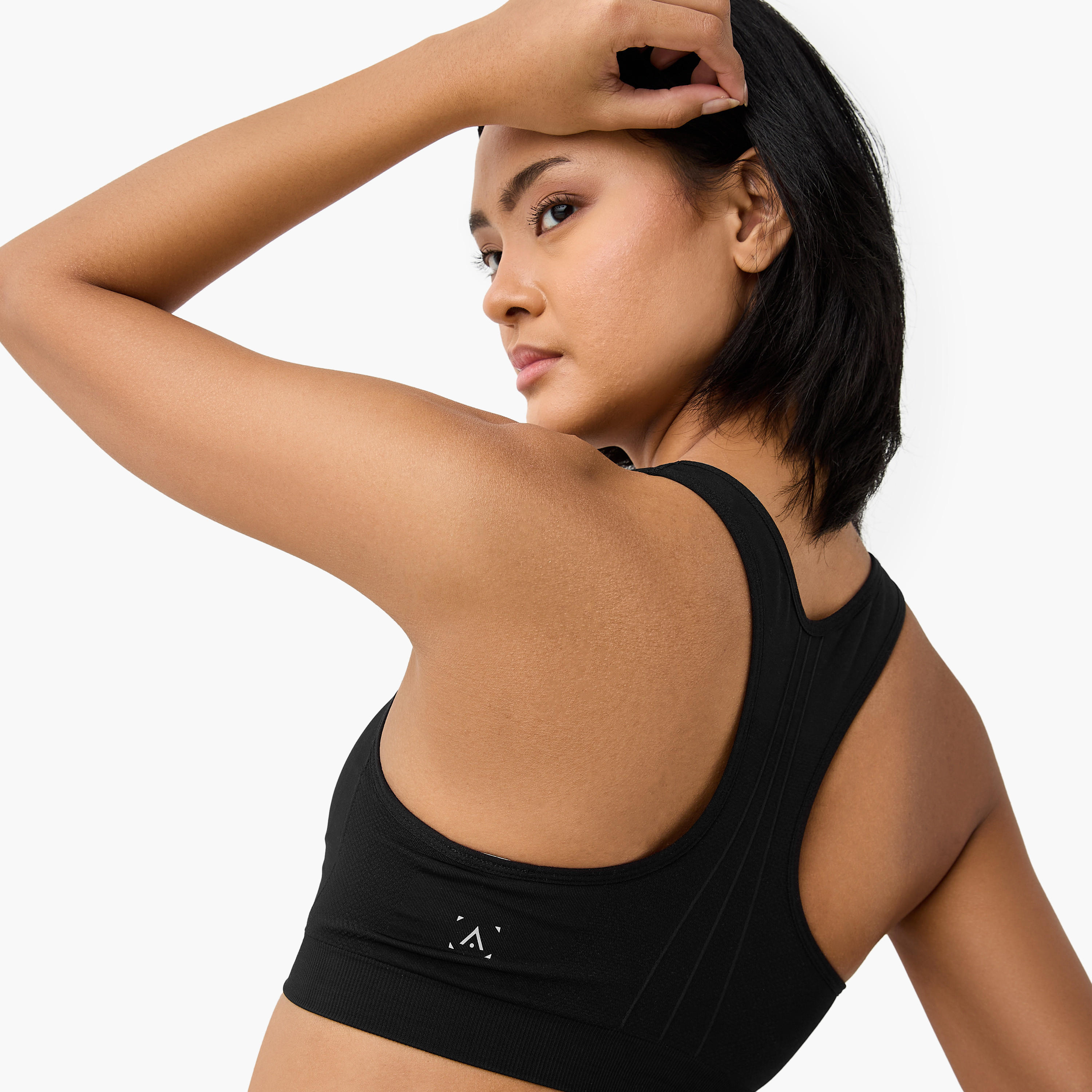 Textured Scoop Neck Sports Bra with Removable Pads and Racerback-women-clothing-lingerie-bras-image-4