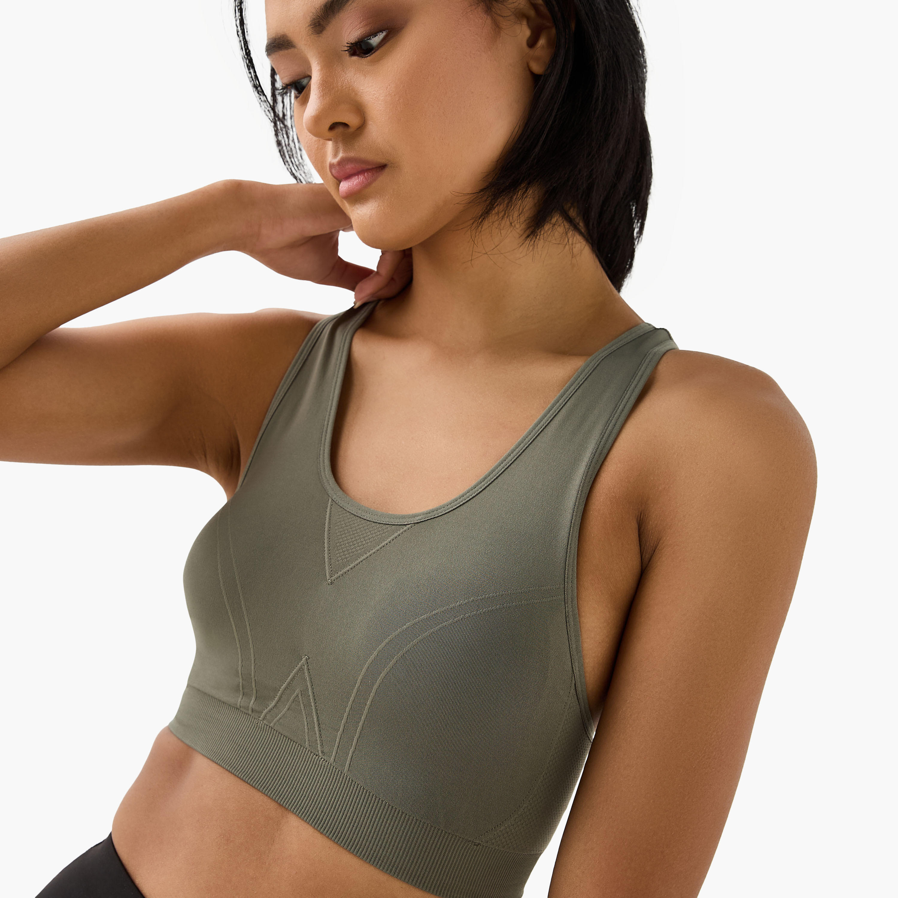 صدرية رياضية بارزة الملمس بظهر متقاطع وياقة عميقة وحشوات قابلة للإزالة-women-clothing-lingerie-bras-image-4