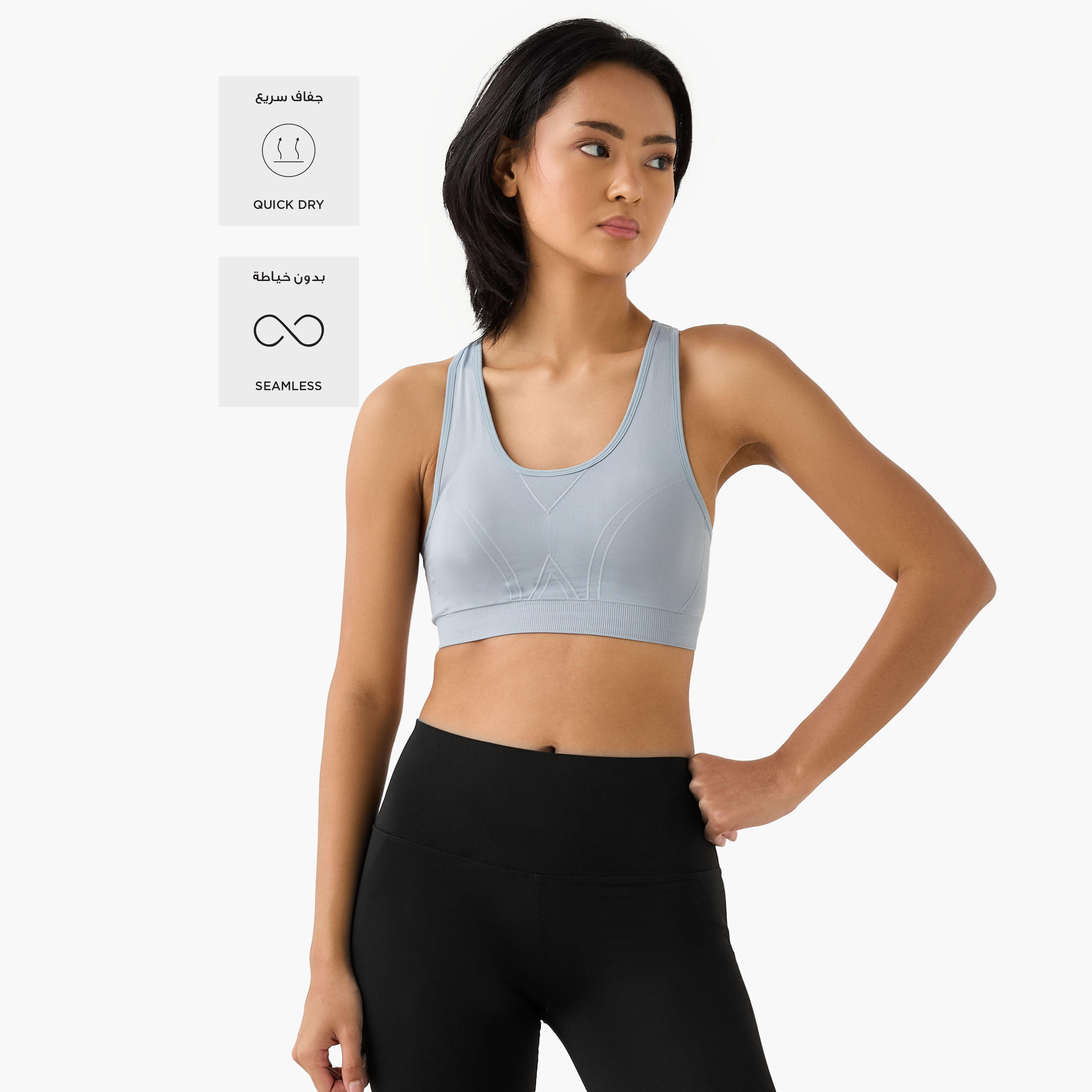 Textured Scoop Neck Sports Bra with Removable Pads and Racerback-women-clothing-lingerie-bras-image-3