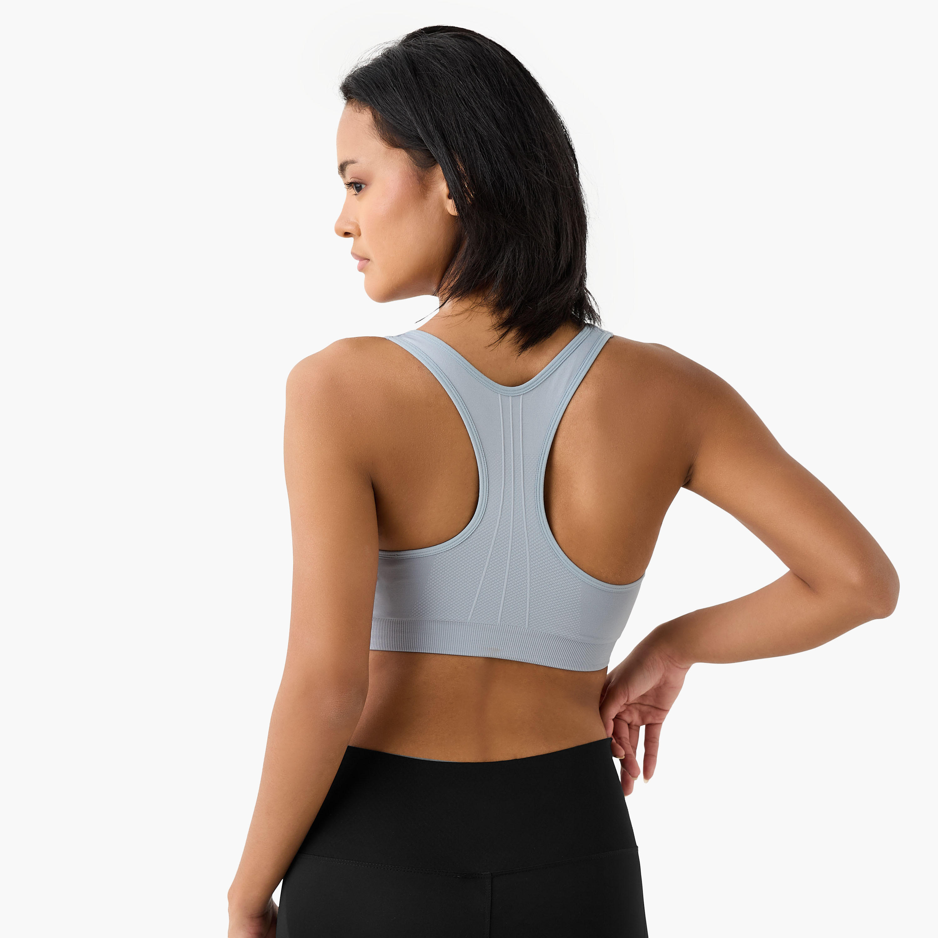 صدرية رياضية بارزة الملمس بظهر متقاطع وياقة عميقة وحشوات قابلة للإزالة-women-clothing-lingerie-bras-image-4