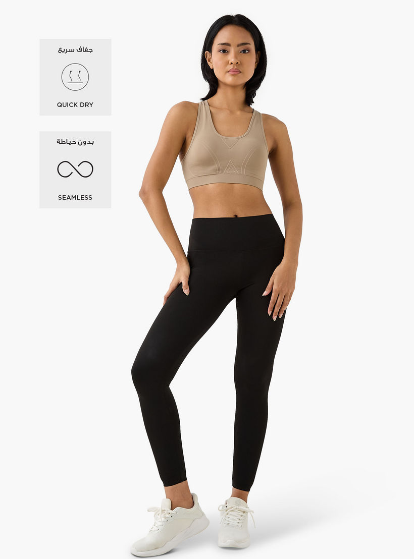 Textured Scoop Neck Sports Bra with Removable Pads and Racerback-women-clothing-lingerie-bras-image-2