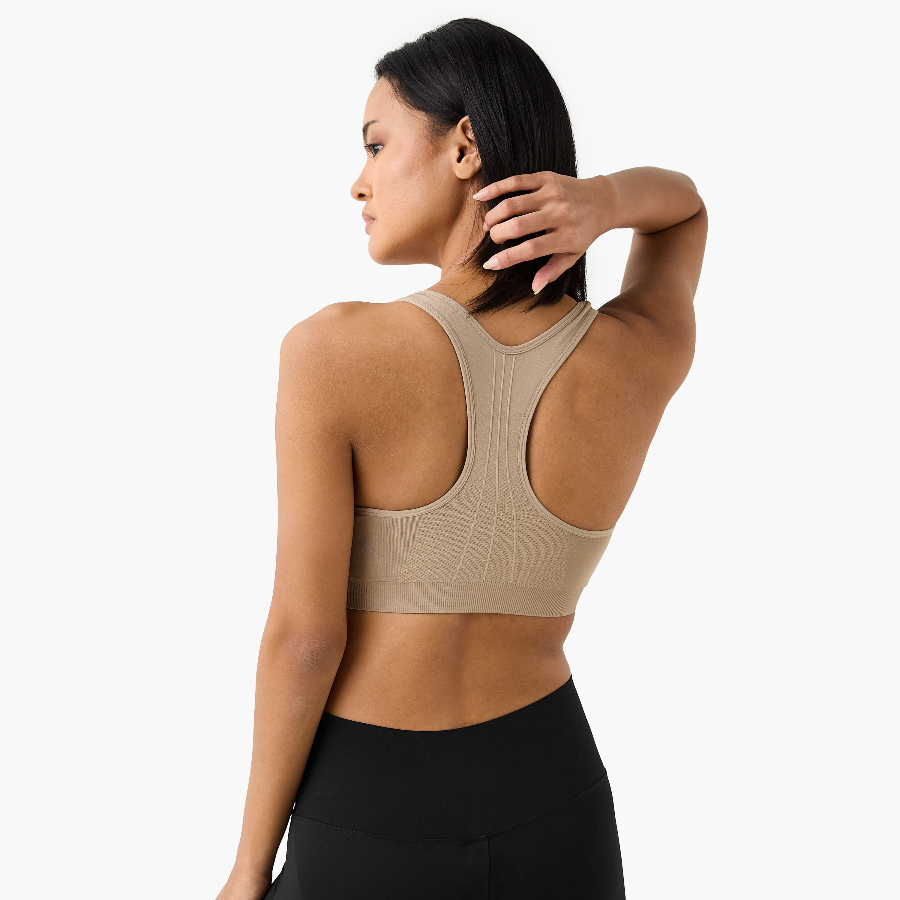 Textured Scoop Neck Sports Bra with Removable Pads and Racerback-women-clothing-lingerie-bras-image-3