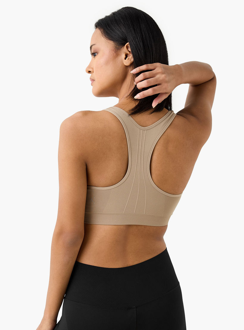 Textured Scoop Neck Sports Bra with Removable Pads and Racerback-women-clothing-lingerie-bras-image-3