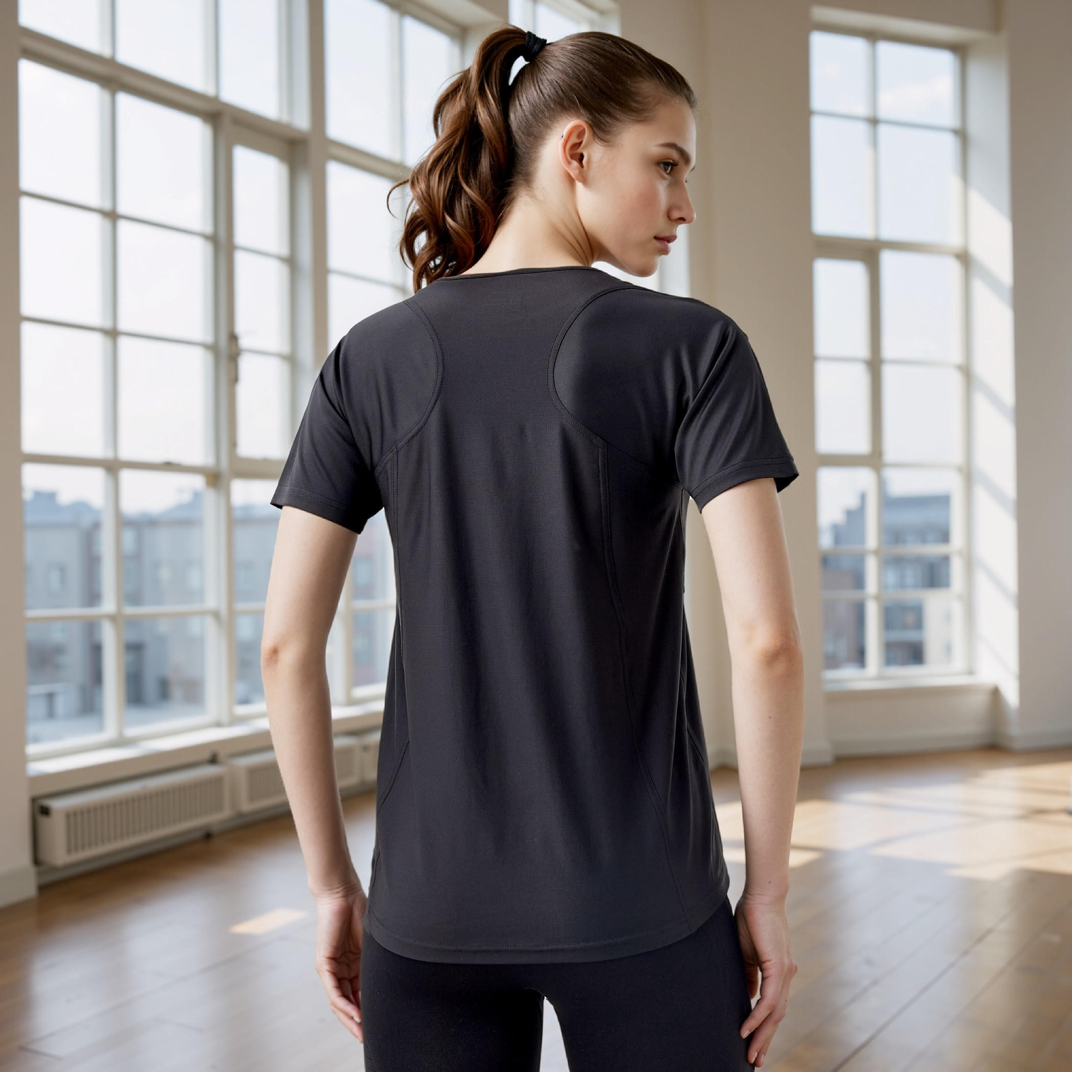 تيشيرت بقصّة عادية وياقة ضيقة وأكمام قصيرة-women-clothing-tshirts-image-3