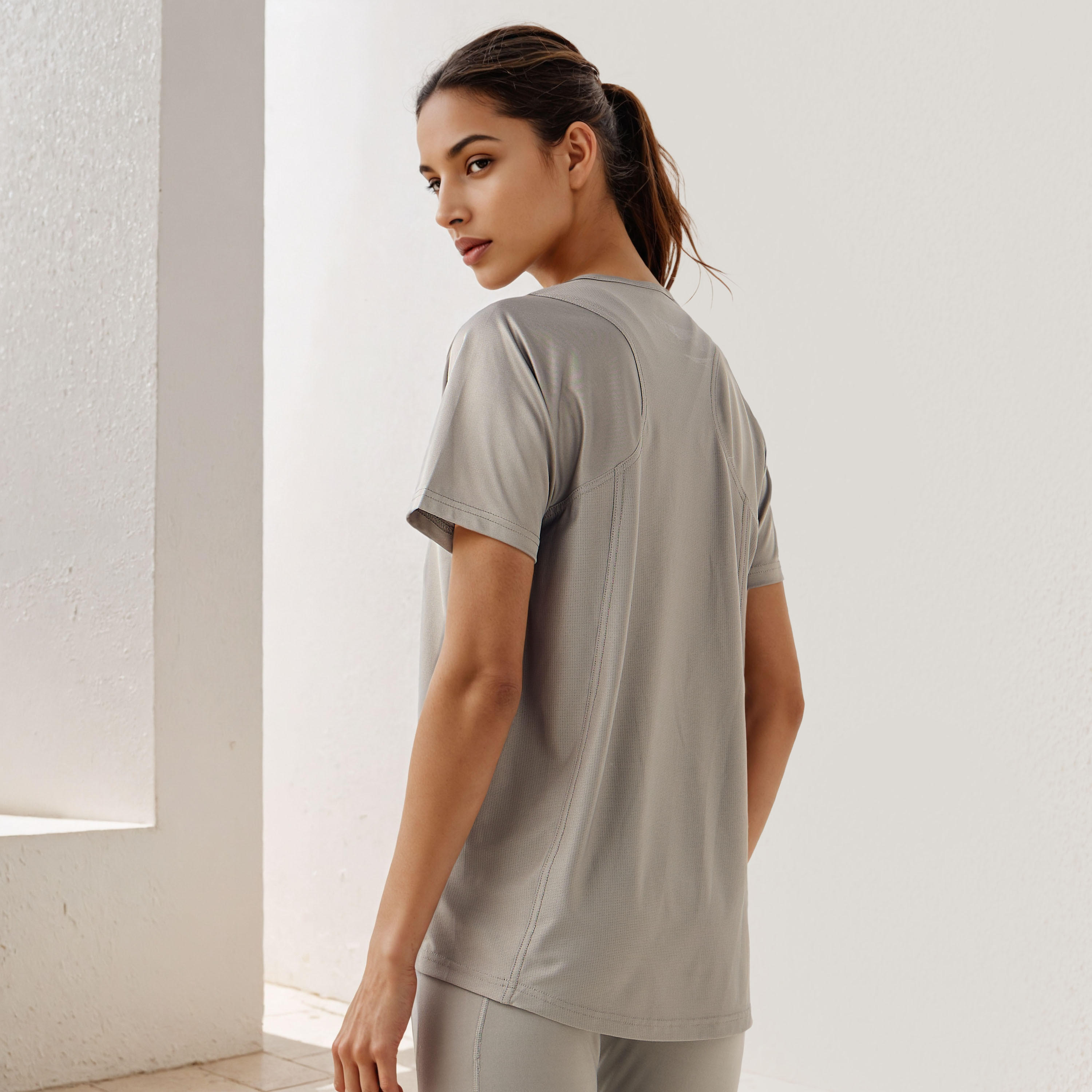 Regular Fit Crew Neck T-shirt with Short Sleeves-women-clothing-tshirts-image-3