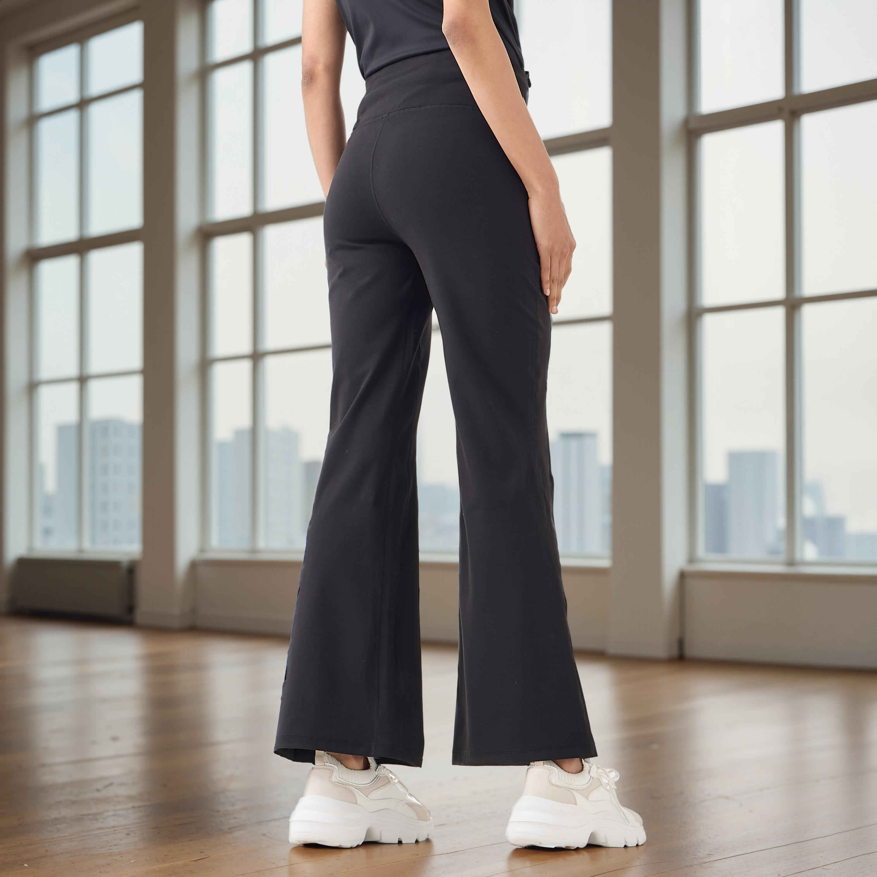 Wide Leg Flexi Waist Pants with Pockets-sports-women-clothing-activewearleggings-image-1