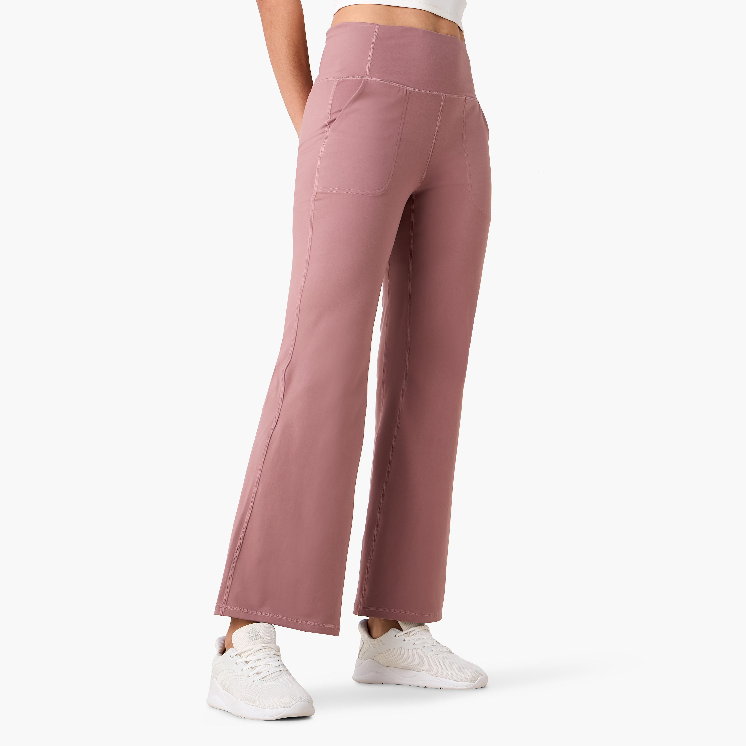 Wide Leg Flexi Waist Pants with Pockets-sports-women-clothing-activewearleggings-image-1
