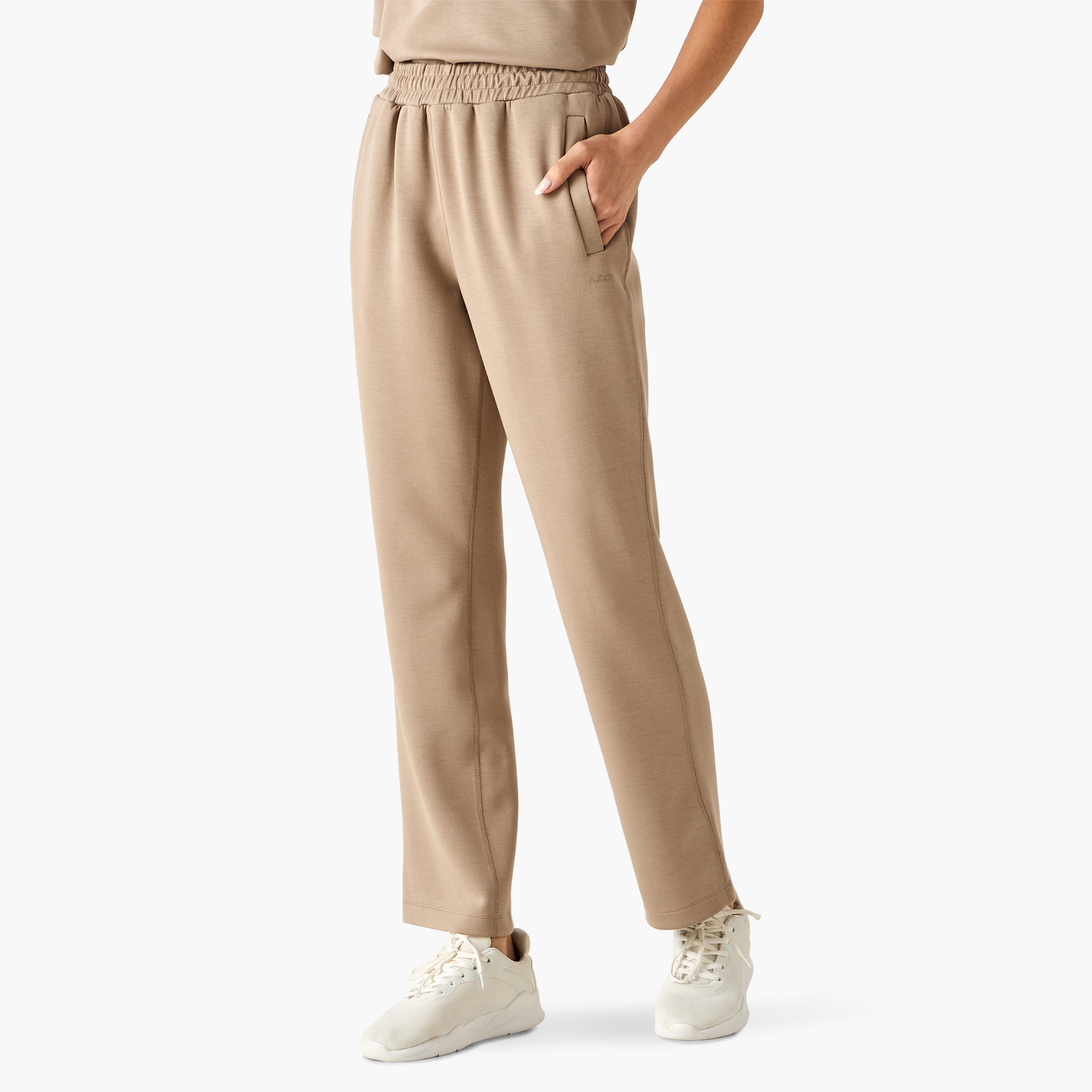 Track Pants with Elasticated Waistband and Pockets-women-clothing-bottoms-joggers-image-1