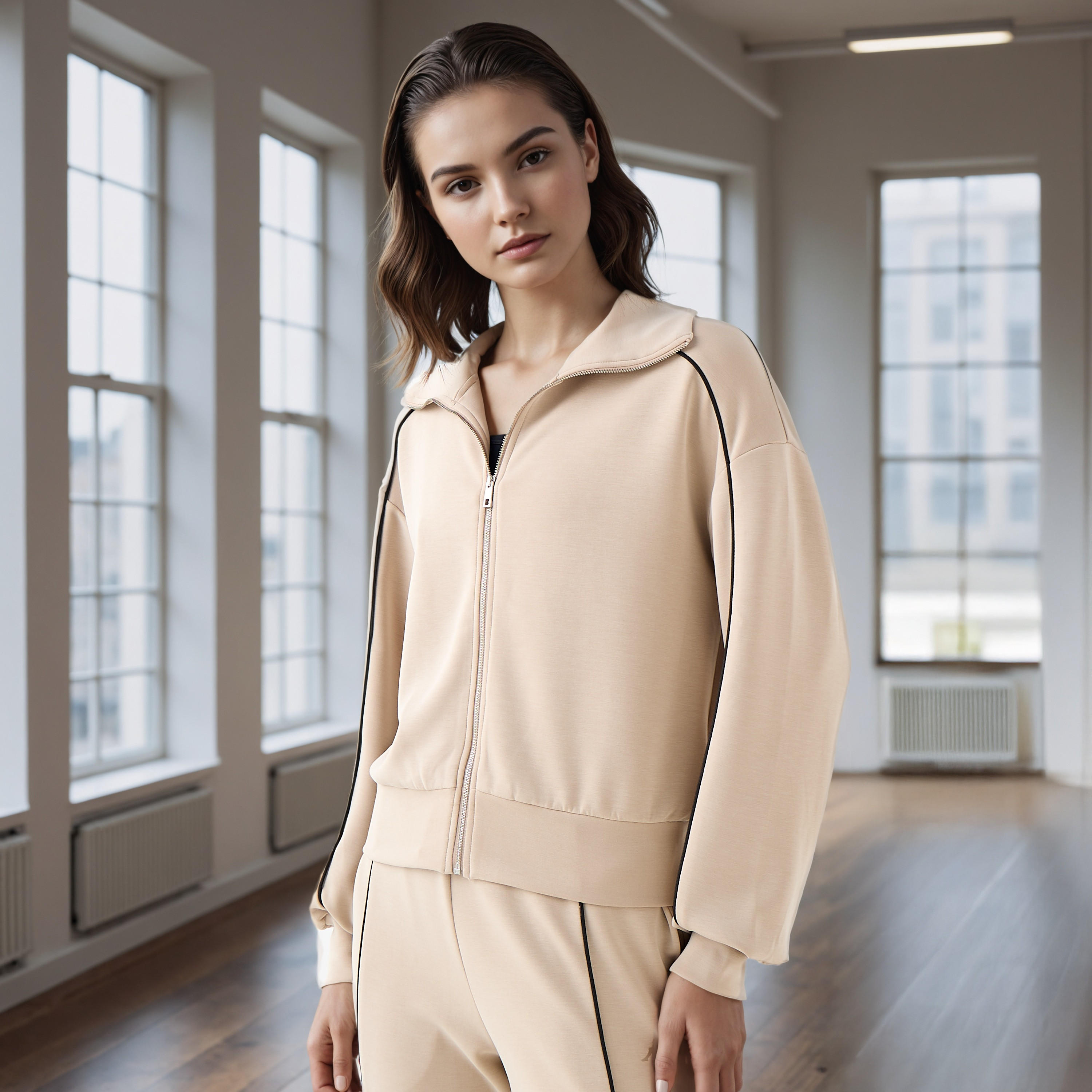 Kappa Piping Detail Zip Through Jacket-women-clothing-sportswearandactivewear-coatsandjackets-jackets-image-1
