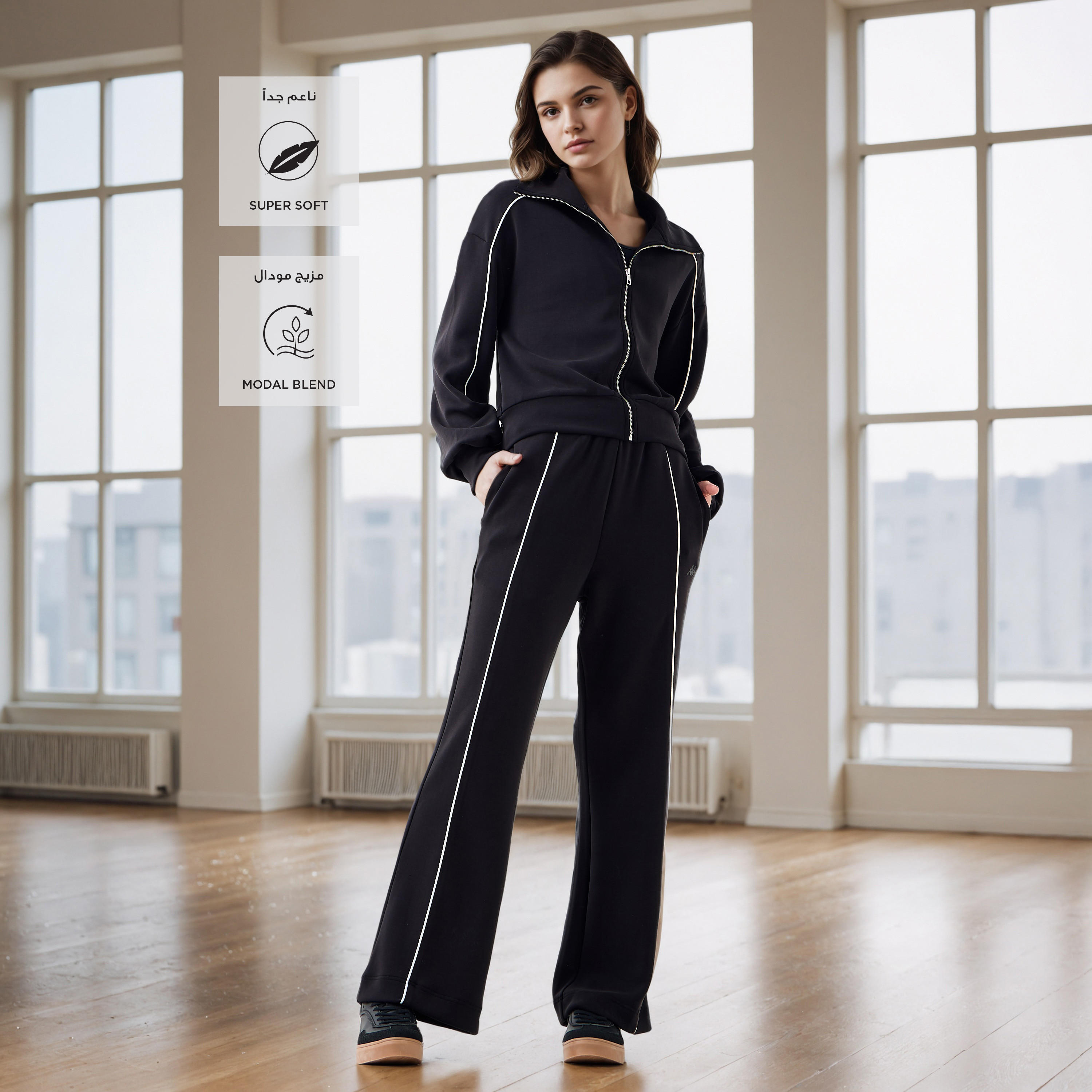 جاكيت بسحاب إغلاق وخيوط بارزة من كابا-women-clothing-sportswearandactivewear-coatsandjackets-jackets-image-4