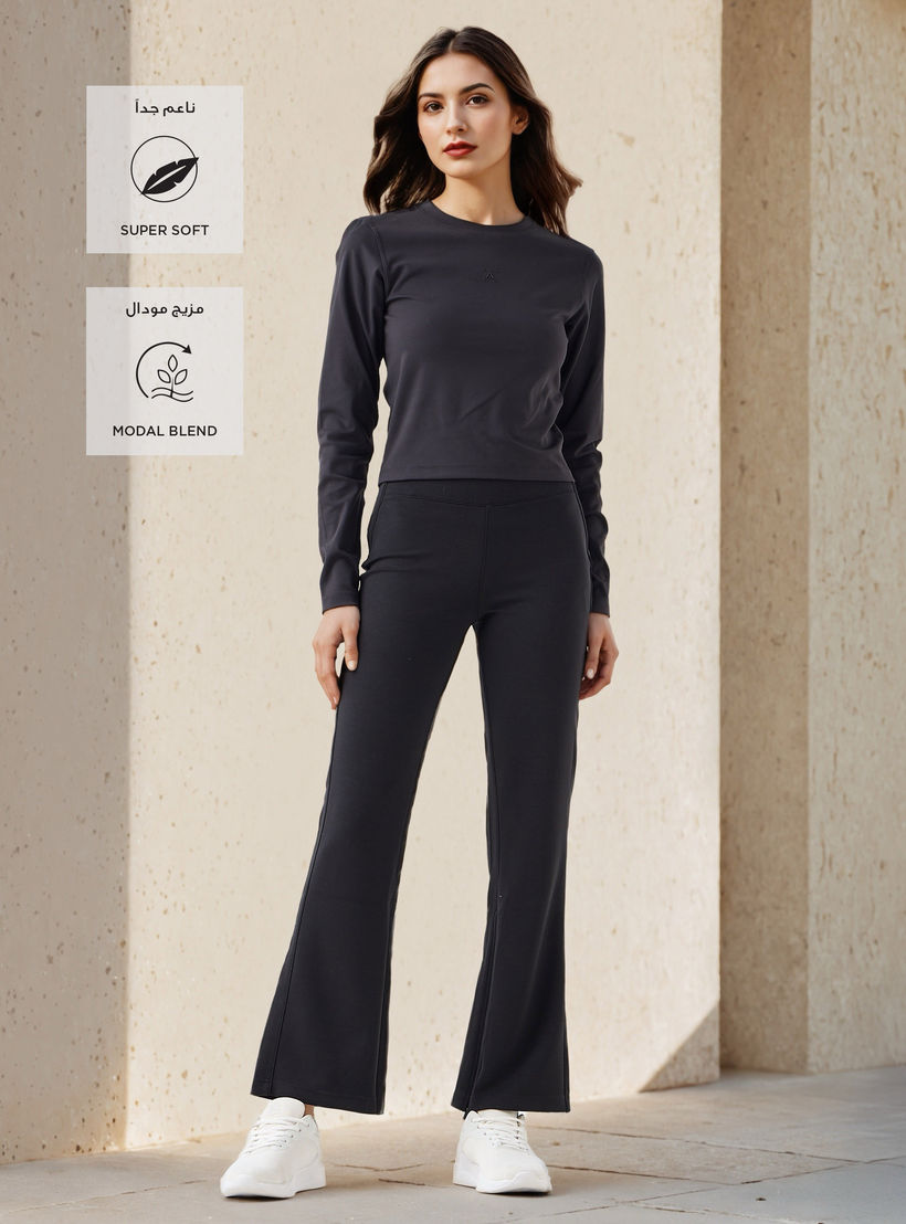 High-Waist Regular Fit Pants-women-clothing-bottoms-joggers-image-2