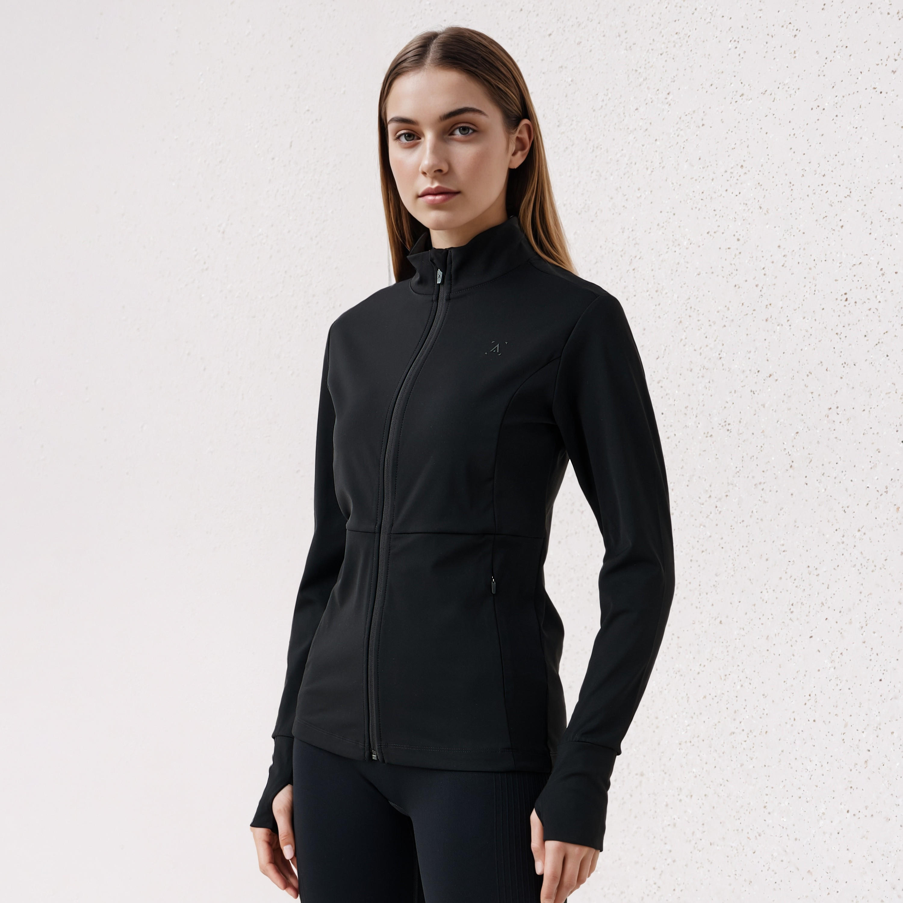 جاكيت بسحاب إغلاق وياقة عالية وتفاصيل فتحة إبهام-women-clothing-sportswearandactivewear-coatsandjackets-jackets-image-5