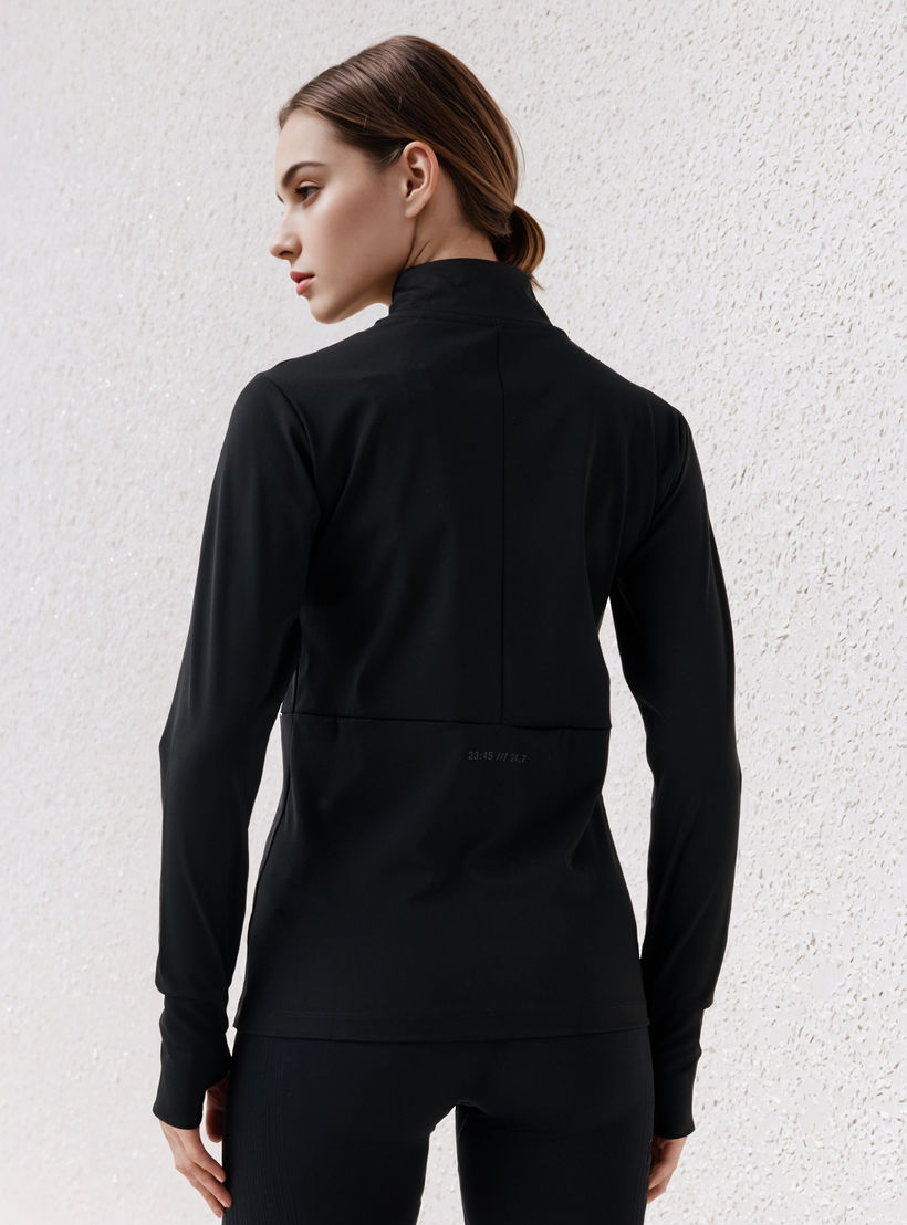 جاكيت بسحاب إغلاق وياقة عالية وتفاصيل فتحة إبهام-women-clothing-sportswearandactivewear-coatsandjackets-jackets-image-3